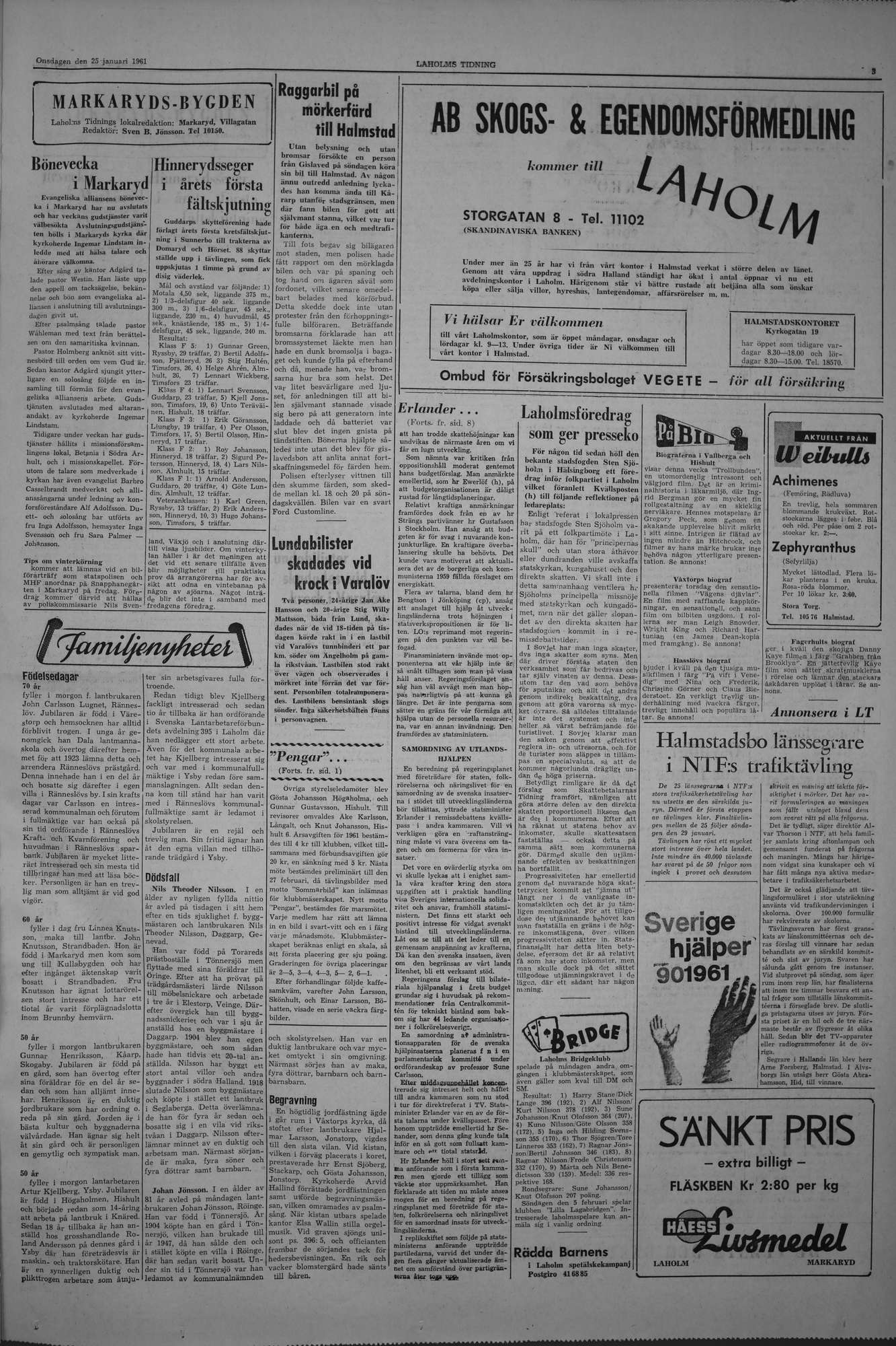 Laholms Tidning Onsdag 25 januari 1961, sida 3