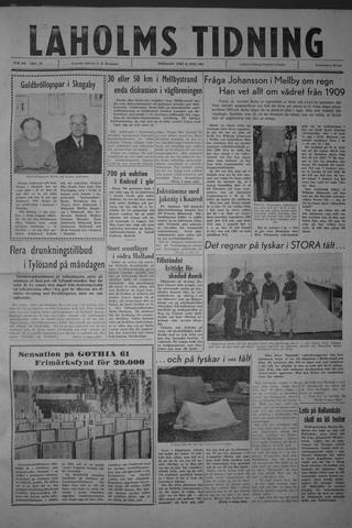 Förstasidan, Tisdag 25 juli 1961