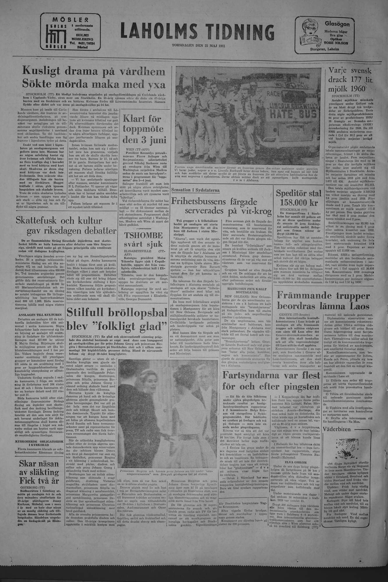 Laholms Tidning Torsdag 25 maj 1961, sida 8