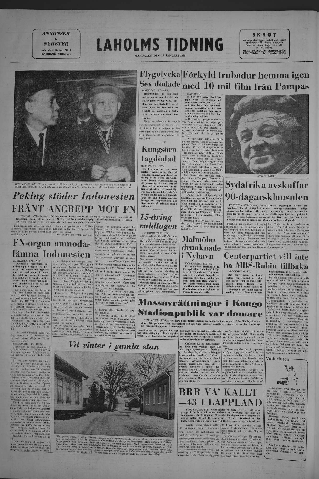 Laholms Tidning Måndag 11 januari 1965, sida 8