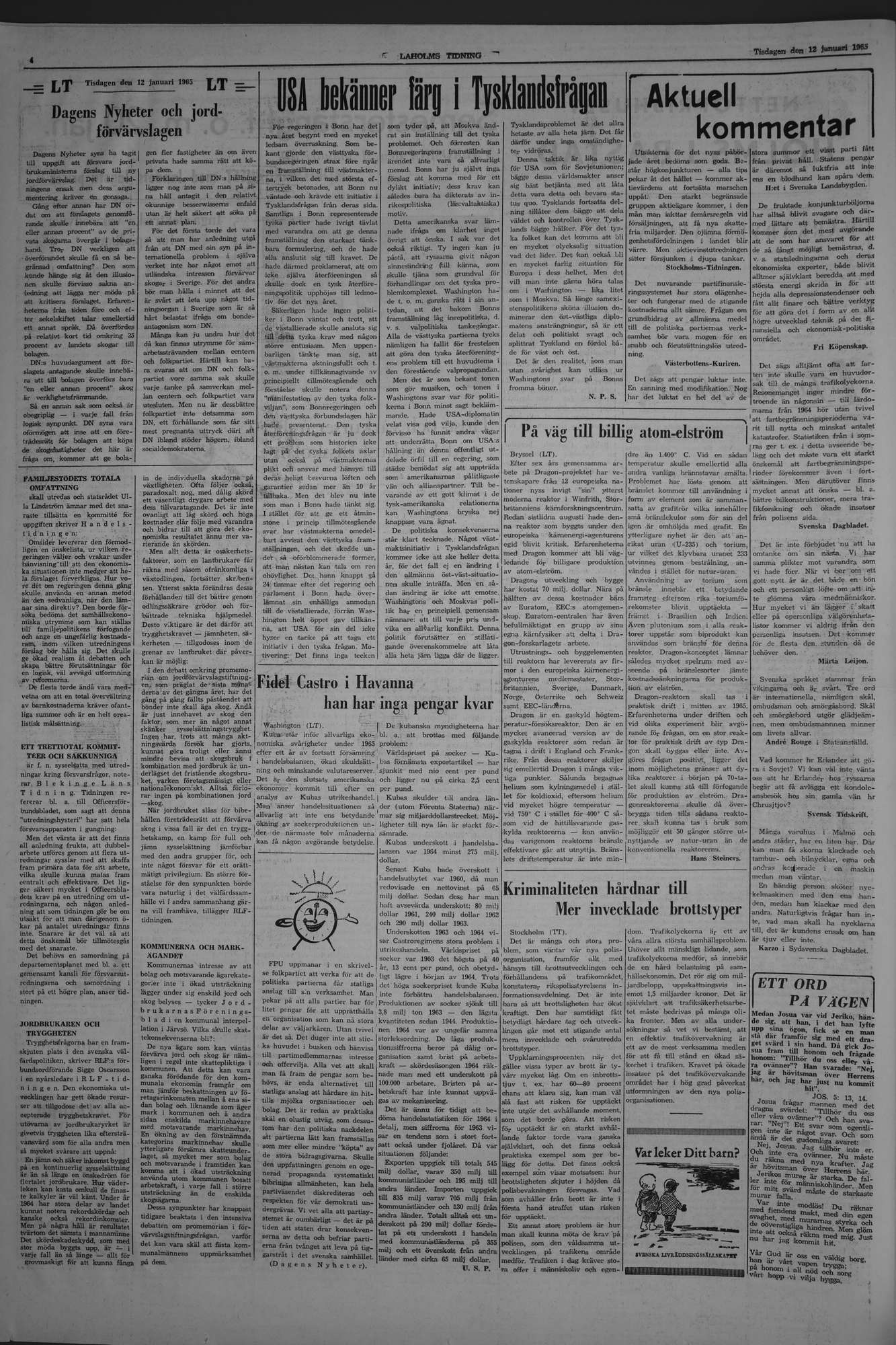 Laholms Tidning Tisdag 12 januari 1965, sida 4