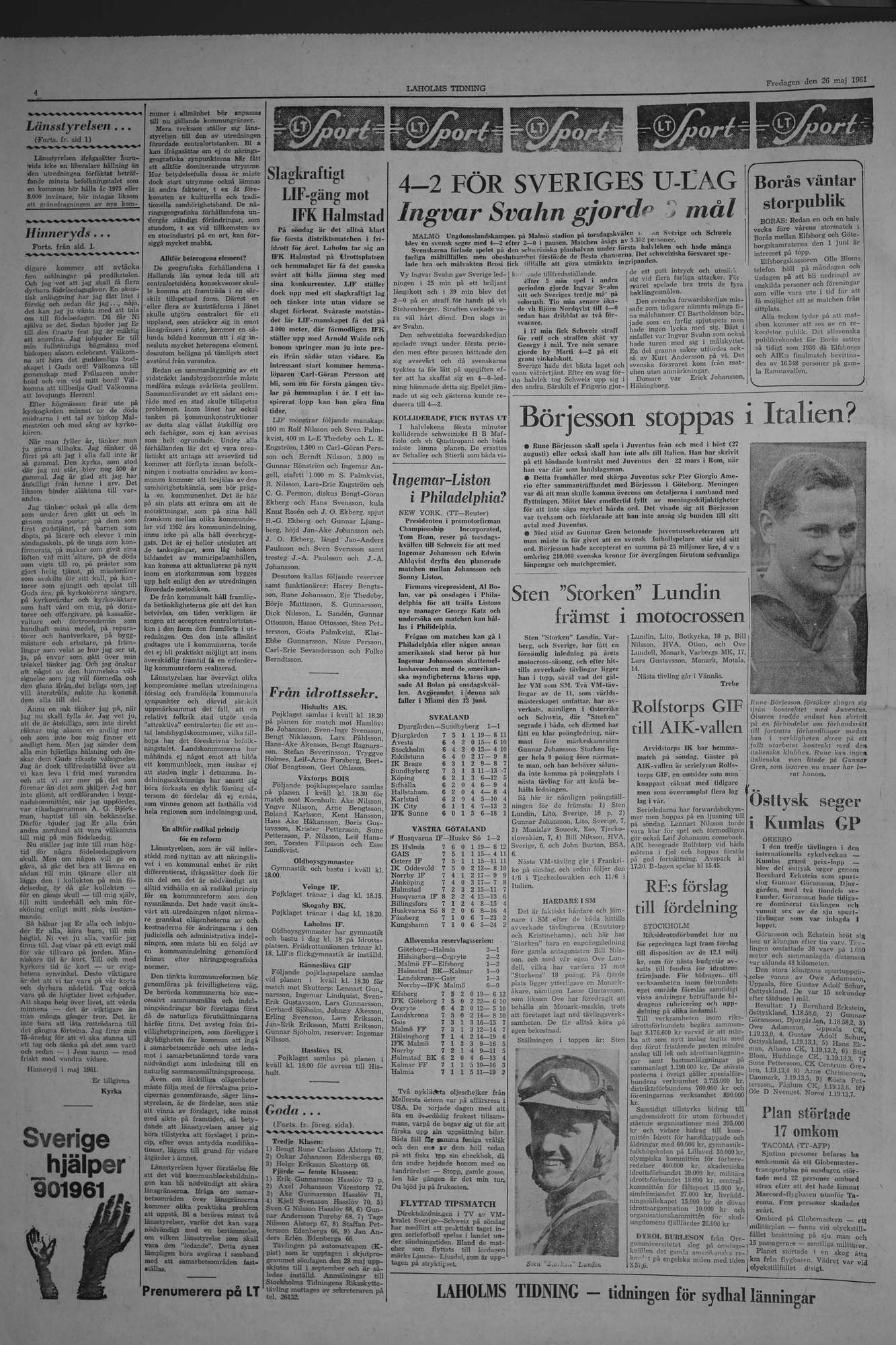 Laholms Tidning Fredag 26 maj 1961, sida 4