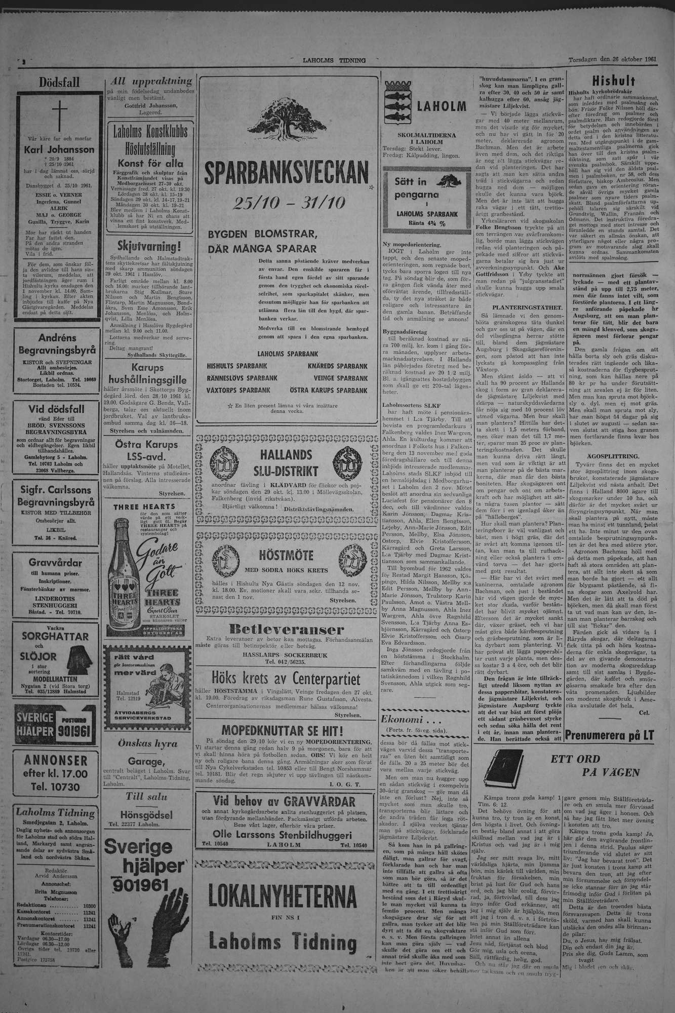 Laholms Tidning Torsdag 26 oktober 1961, sida 2