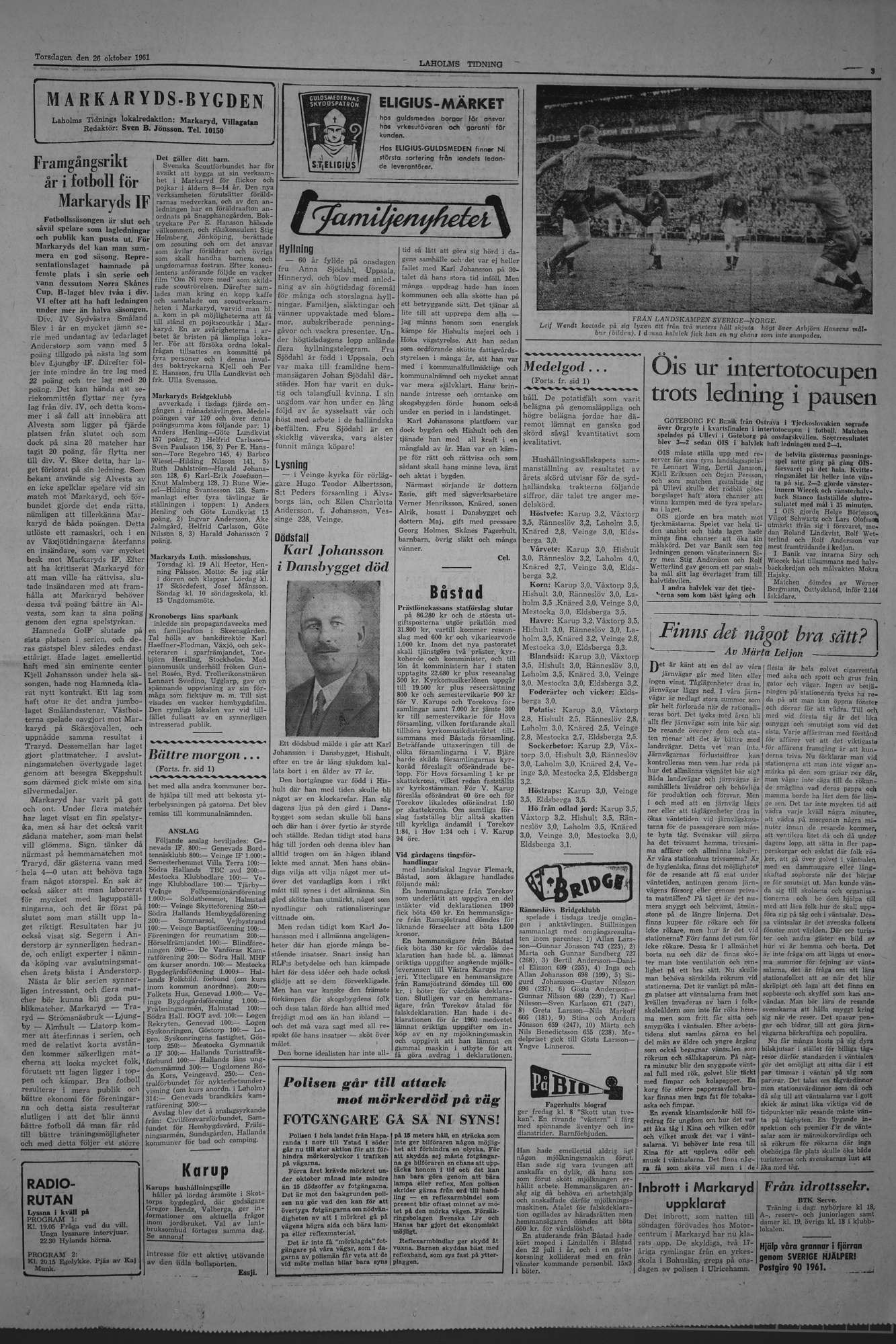 Laholms Tidning Torsdag 26 oktober 1961, sida 3