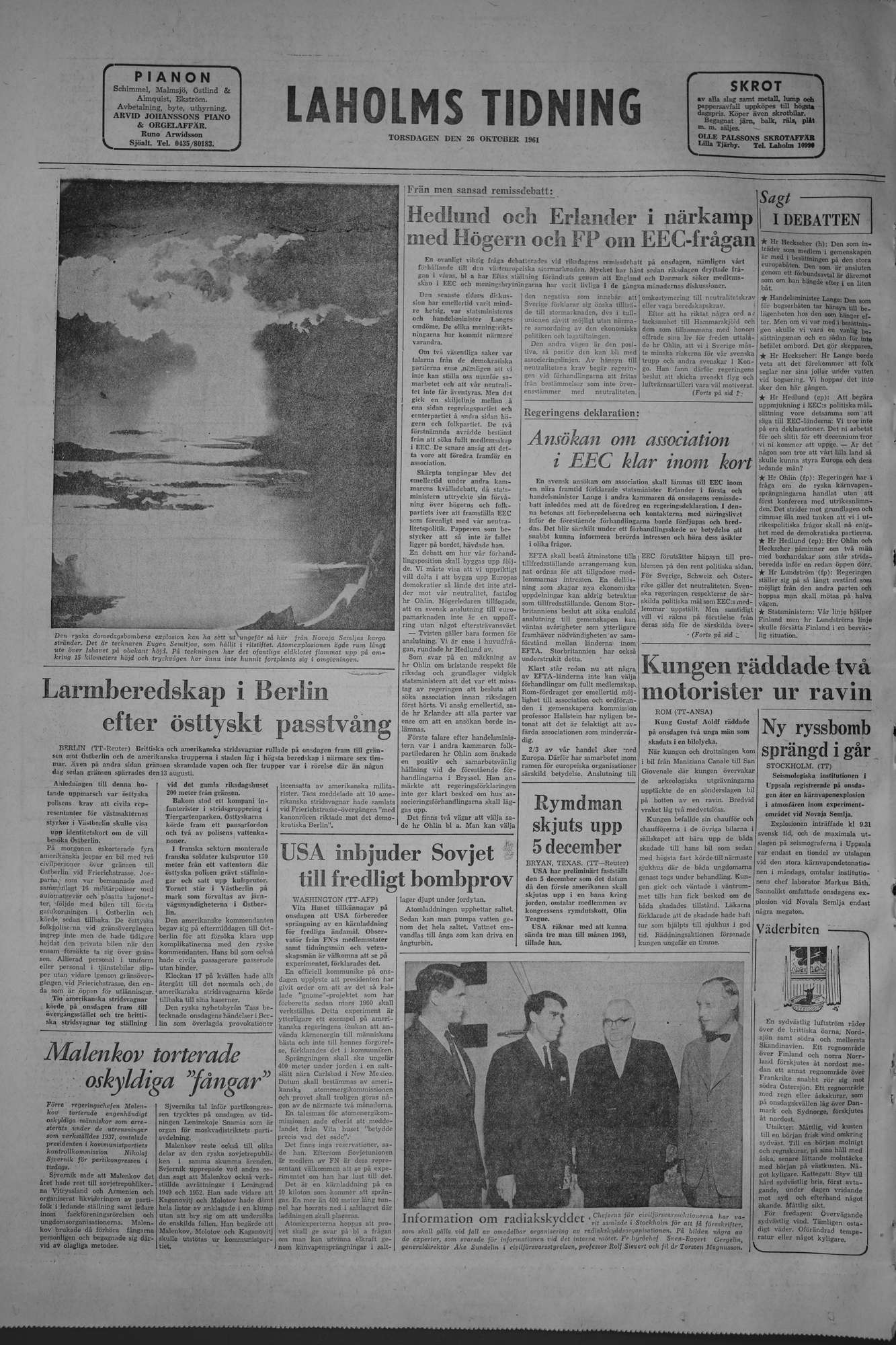 Laholms Tidning Torsdag 26 oktober 1961, sida 8