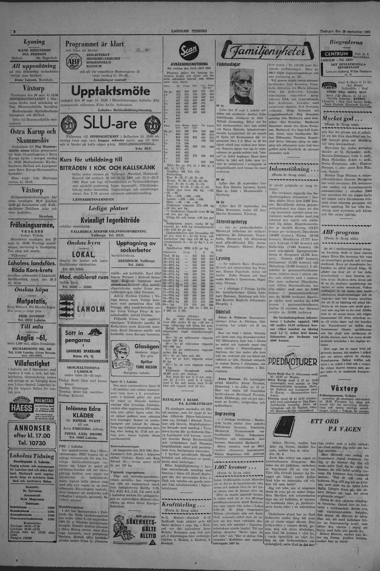 Laholms Tidning Tisdag 26 september 1961, sida 2