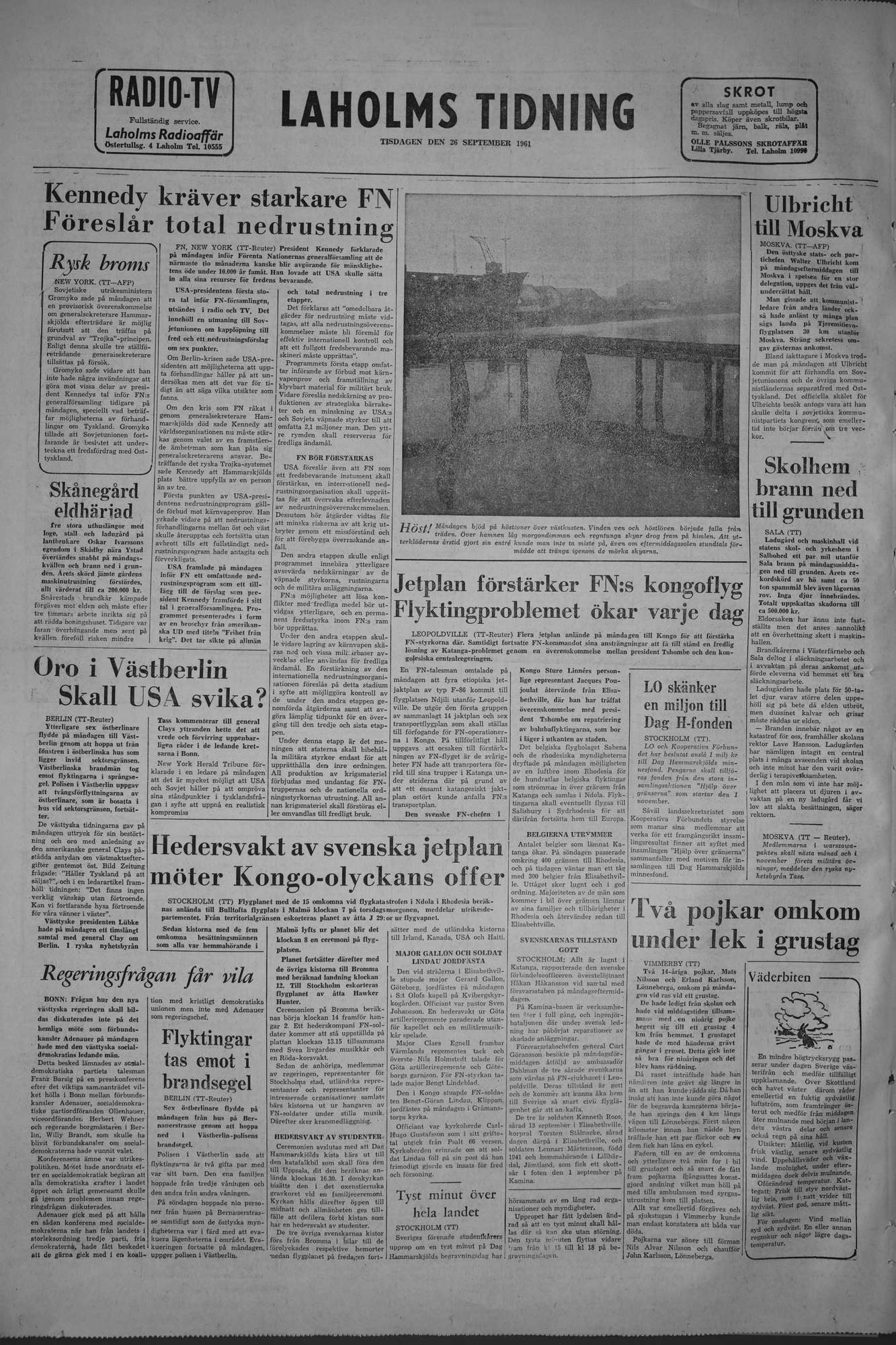Laholms Tidning Tisdag 26 september 1961, sida 8