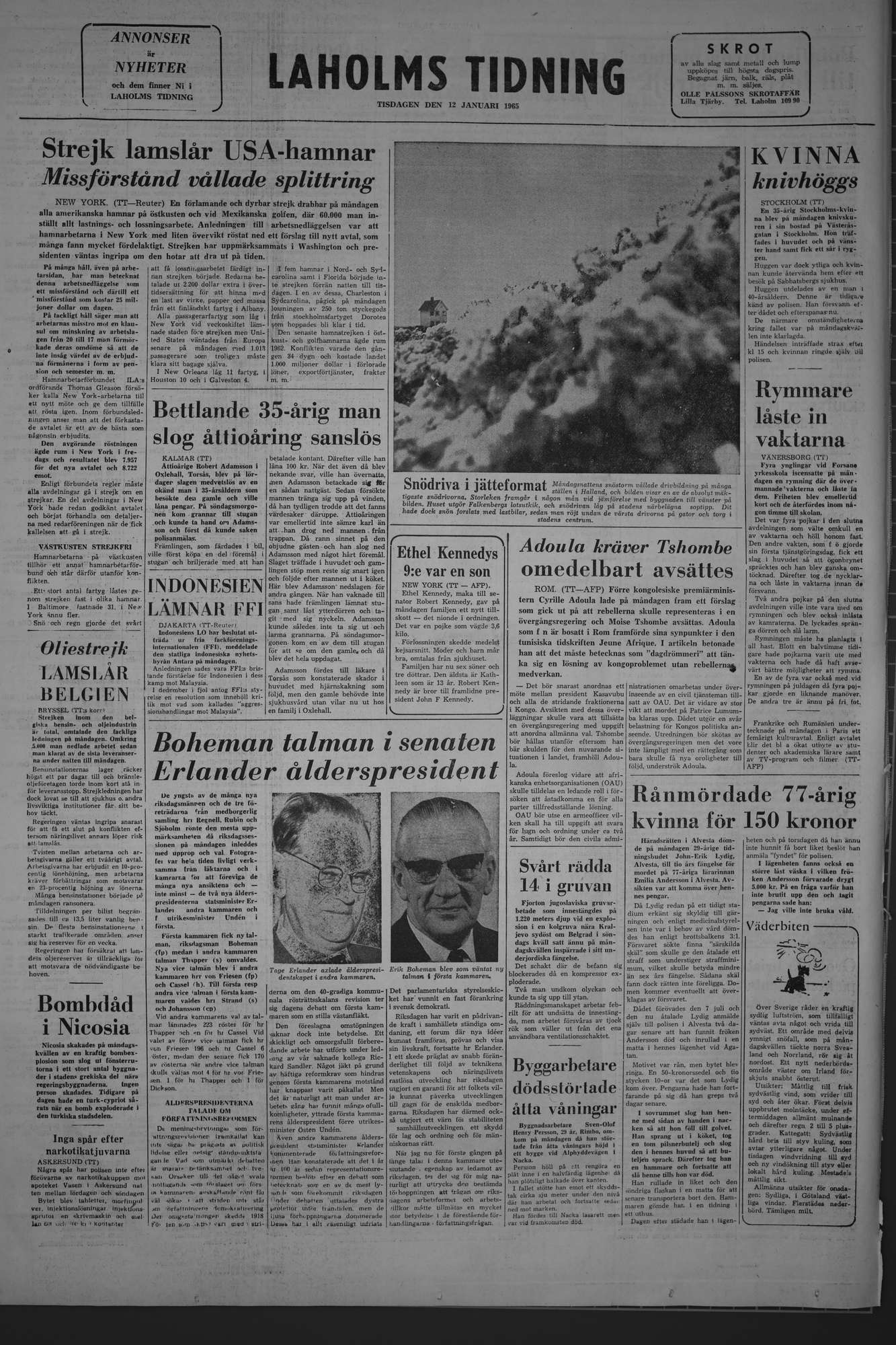 Laholms Tidning Tisdag 12 januari 1965, sida 8