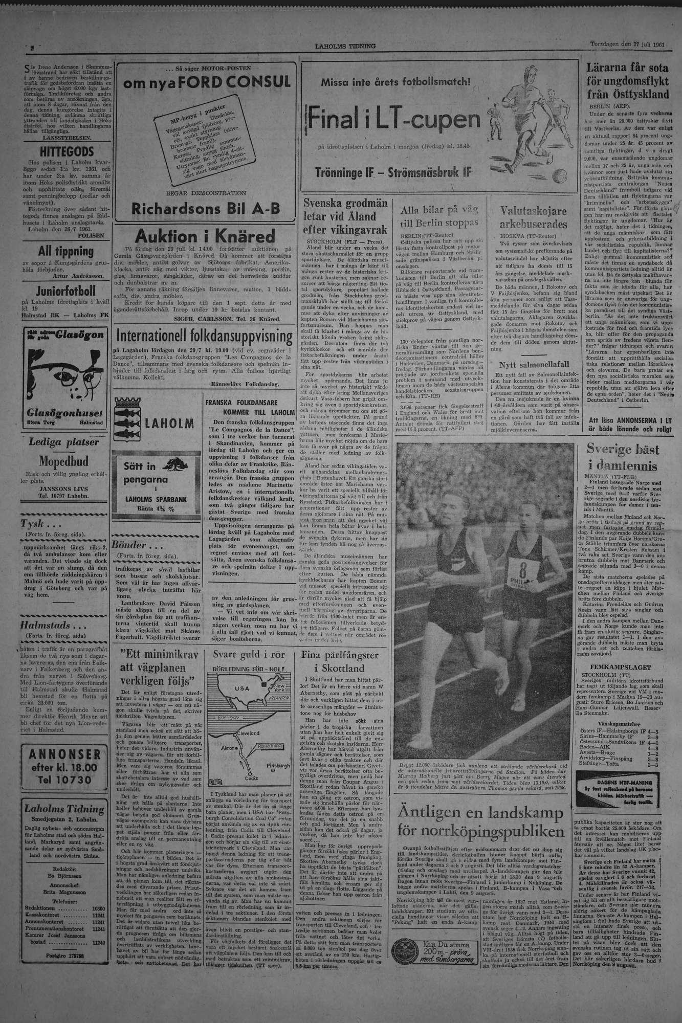 Laholms Tidning Torsdag 27 juli 1961, sida 2