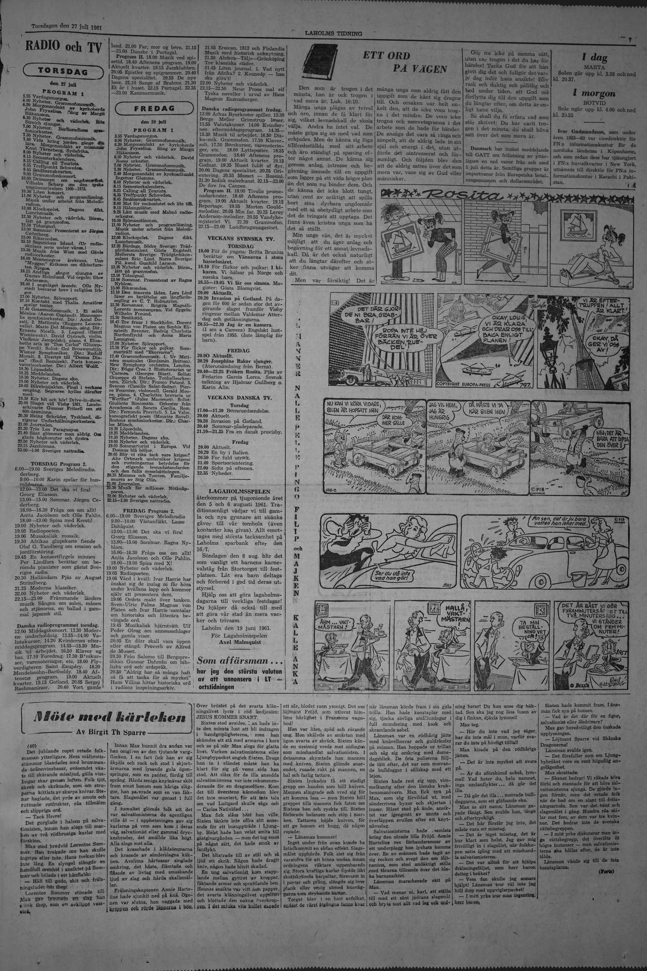 Laholms Tidning Torsdag 27 juli 1961, sida 7