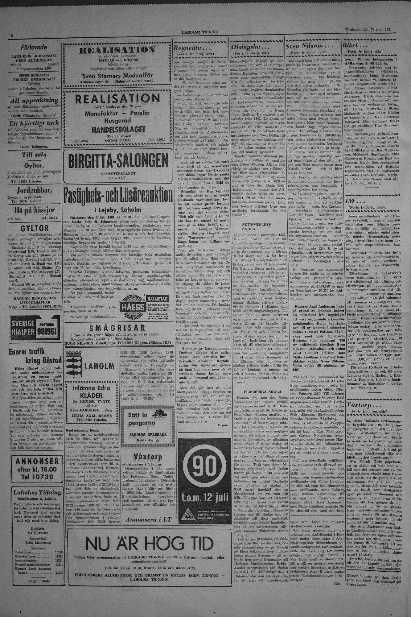 Laholms Tidning Tisdag 27 juni 1961, sida 2