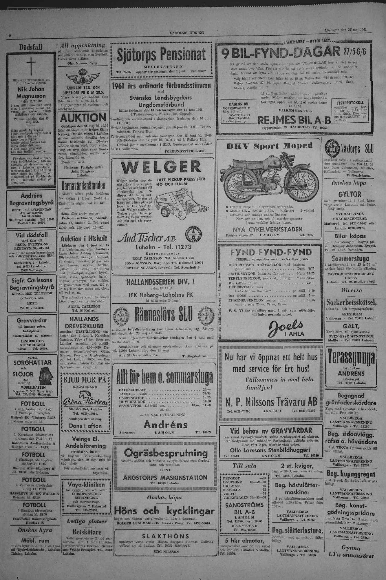 Laholms Tidning Lördag 27 maj 1961, sida 2