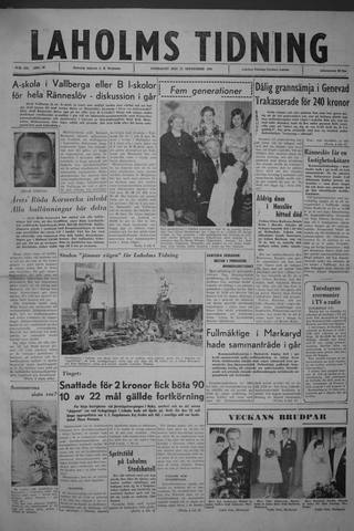 Förstasidan, Onsdag 27 september 1961