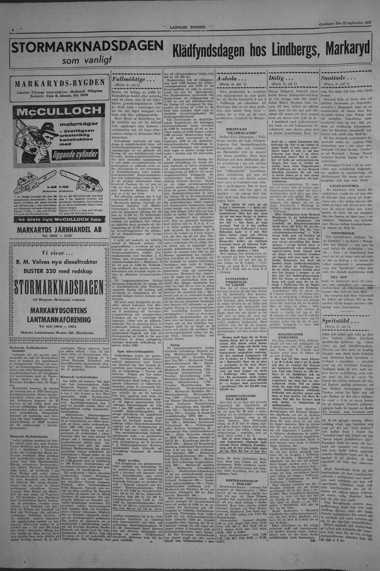Laholms Tidning Onsdag 27 september 1961, sida 4
