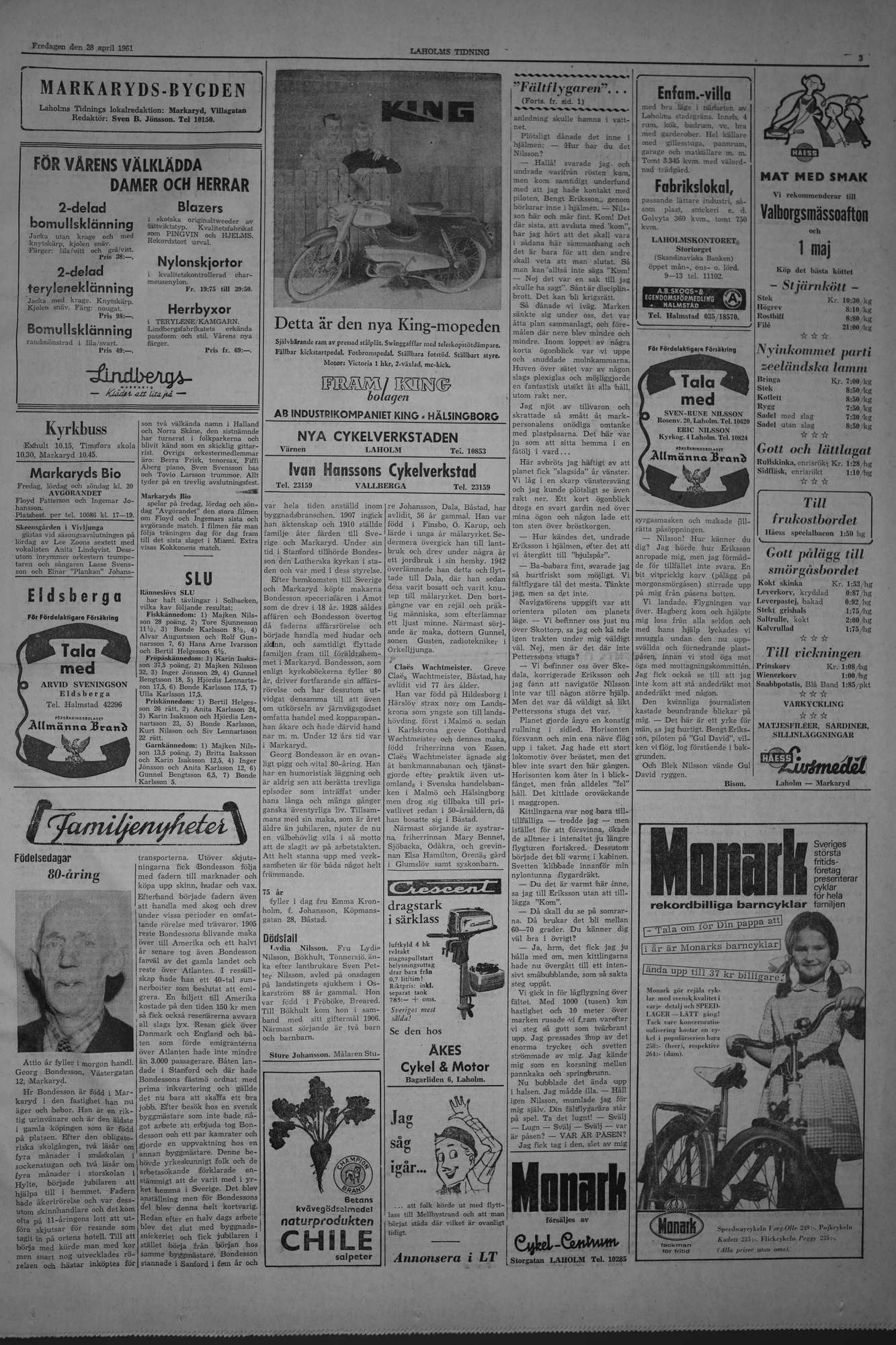 Laholms Tidning Fredag 28 april 1961, sida 3