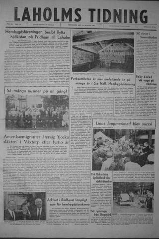Förstasidan, Måndag 28 augusti 1961