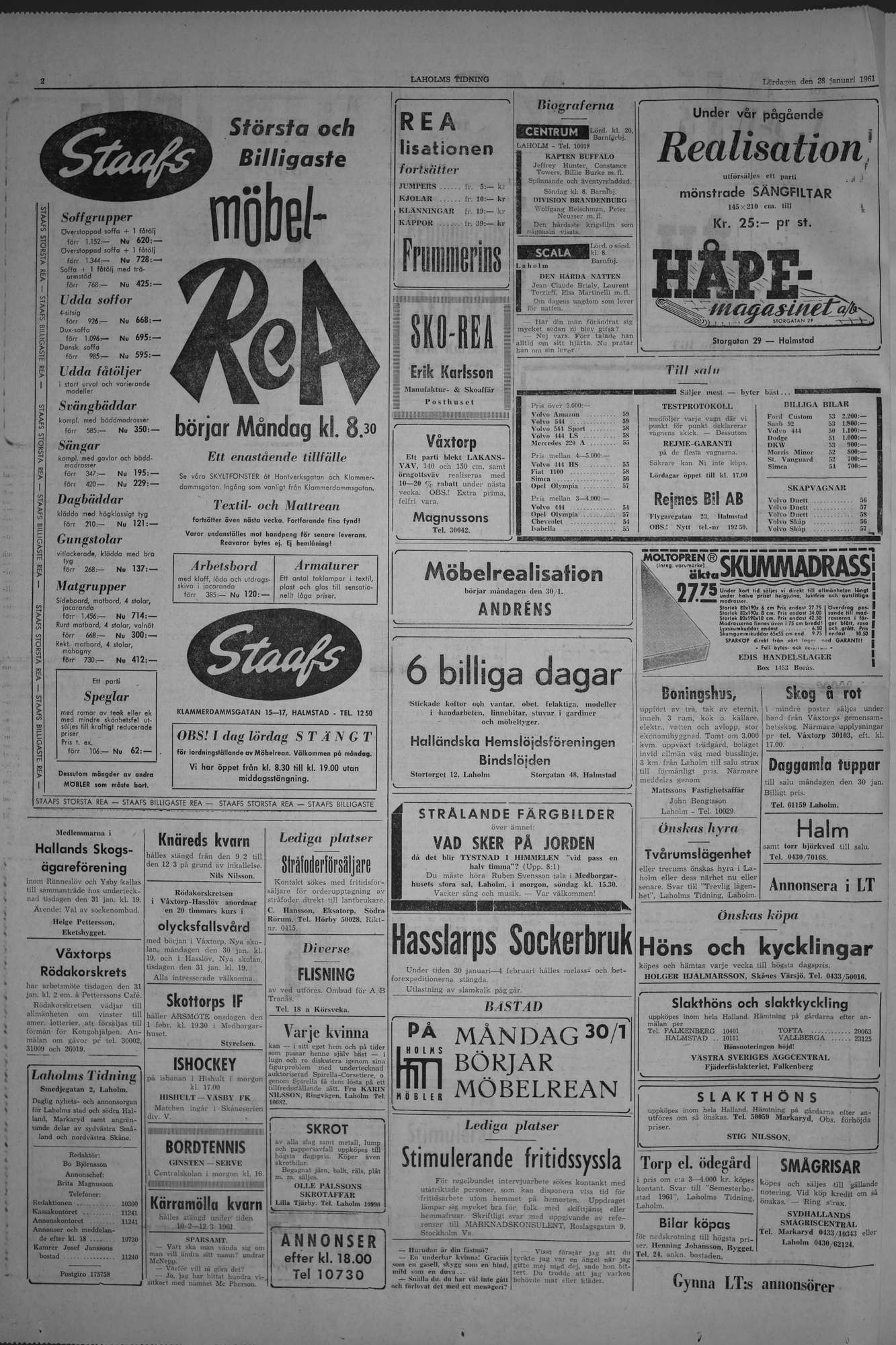 Laholms Tidning Lördag 28 januari 1961, sida 2