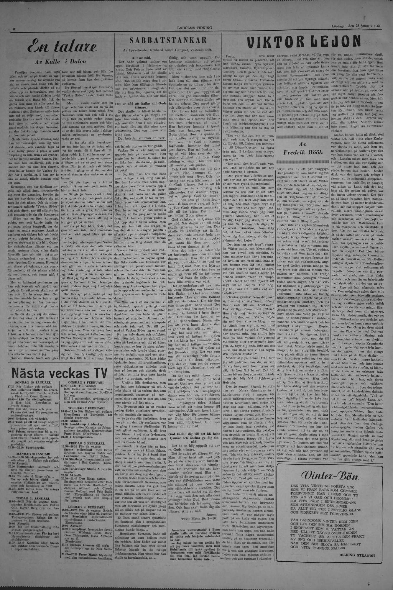 Laholms Tidning Lördag 28 januari 1961, sida 6