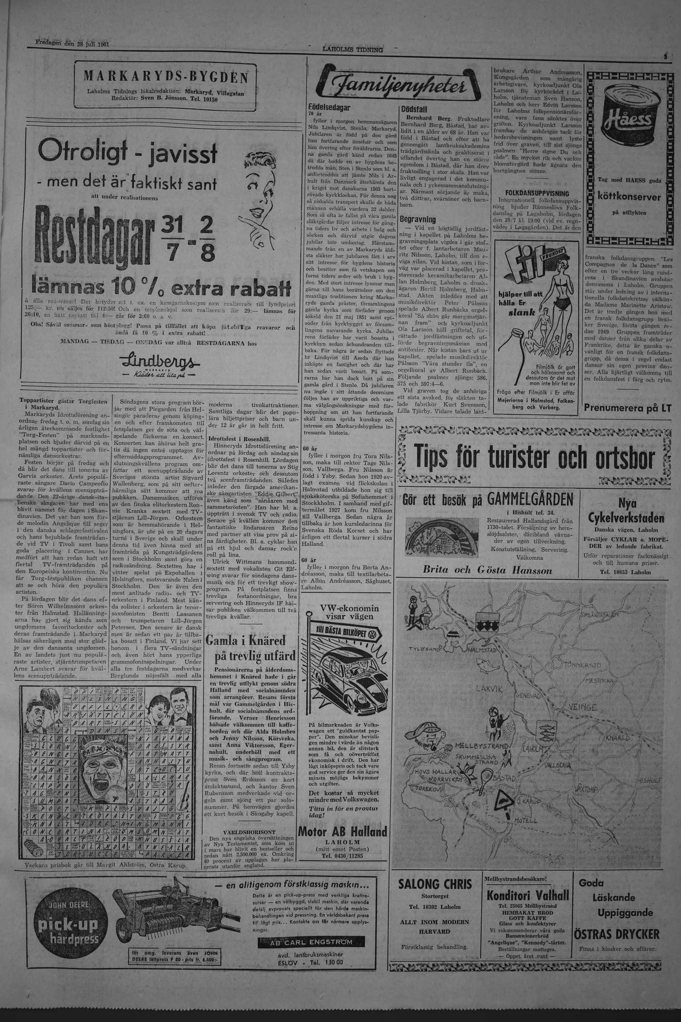 Laholms Tidning Fredag 28 juli 1961, sida 3