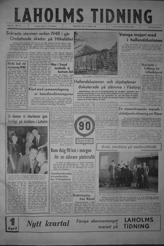 Förstasidan, Tisdag 28 mars 1961