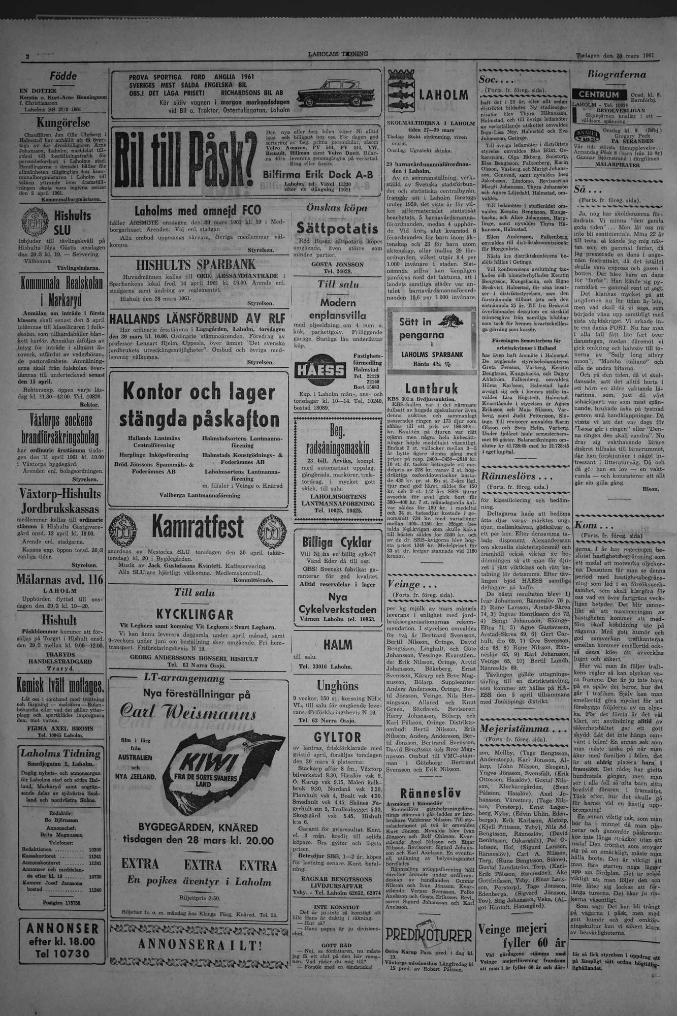 Laholms Tidning Tisdag 28 mars 1961, sida 2