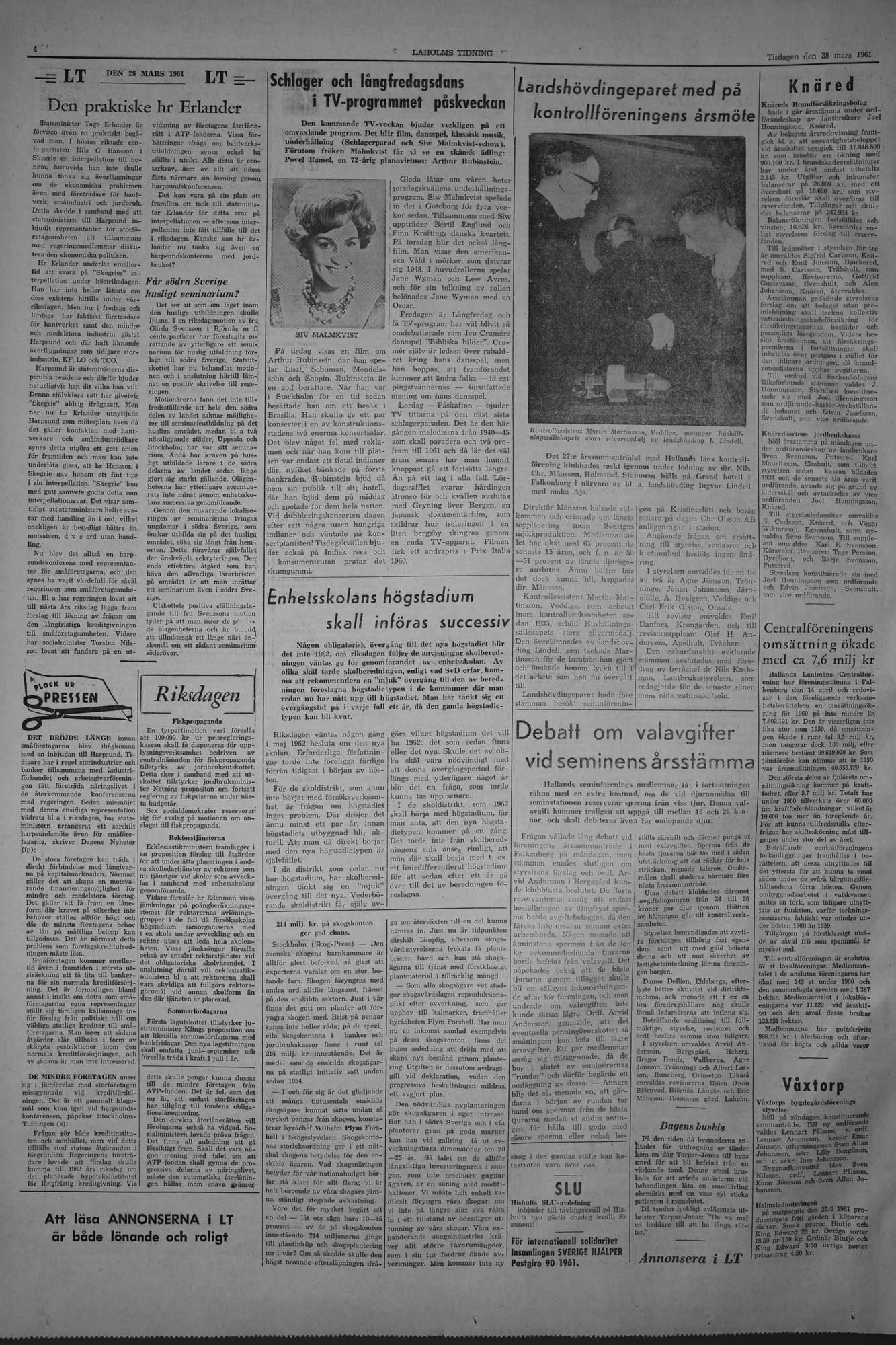 Laholms Tidning Tisdag 28 mars 1961, sida 4