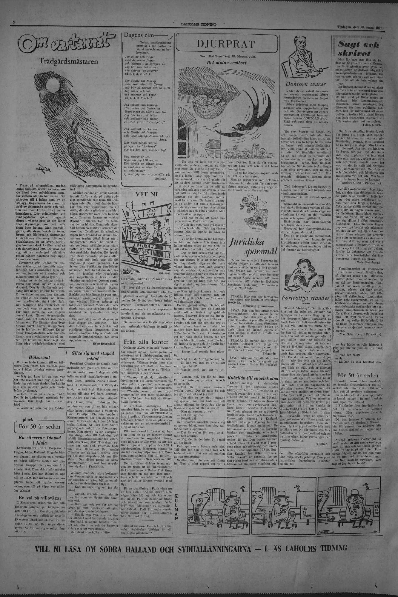 Laholms Tidning Tisdag 28 mars 1961, sida 6