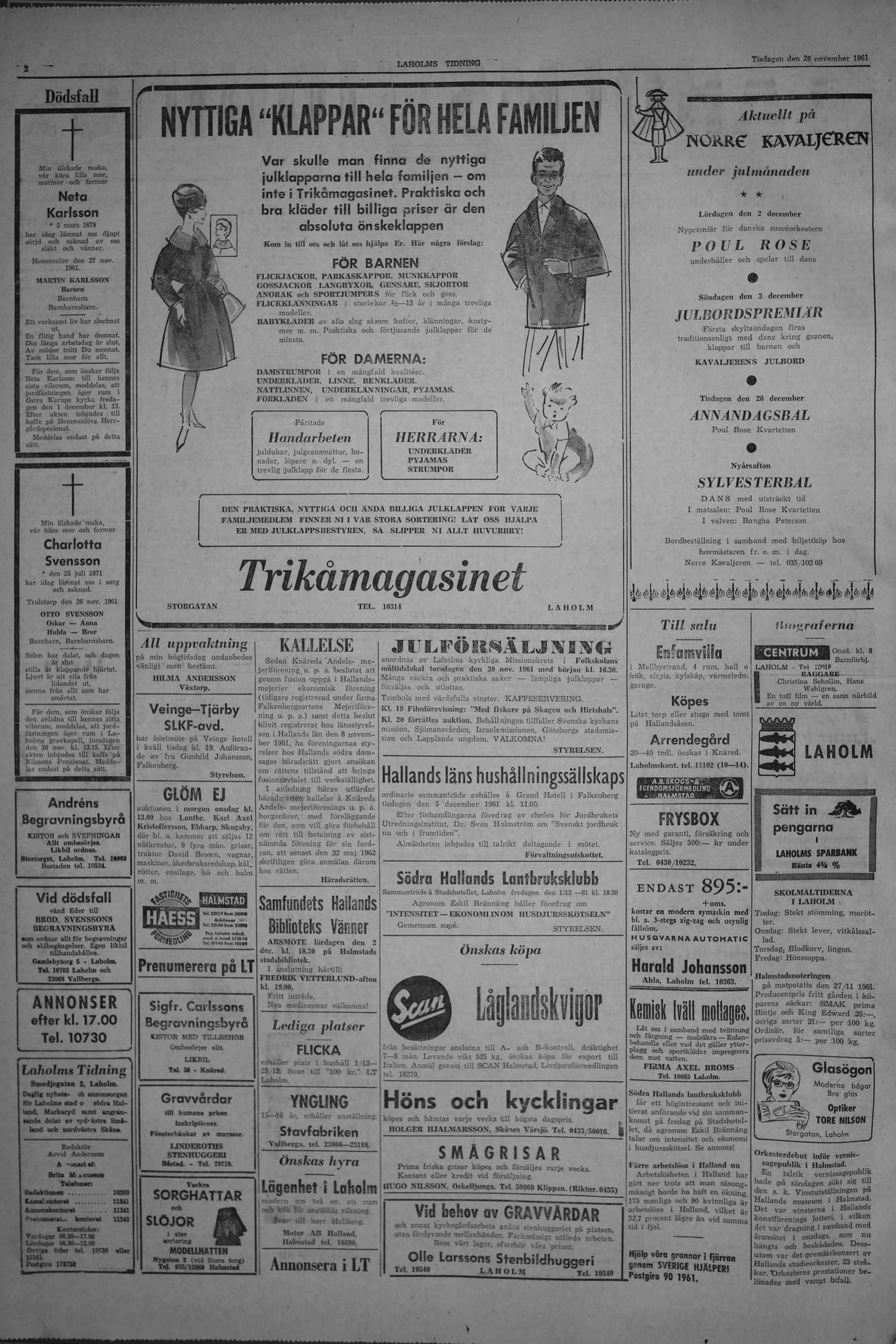 Laholms Tidning Tisdag 28 november 1961, sida 2