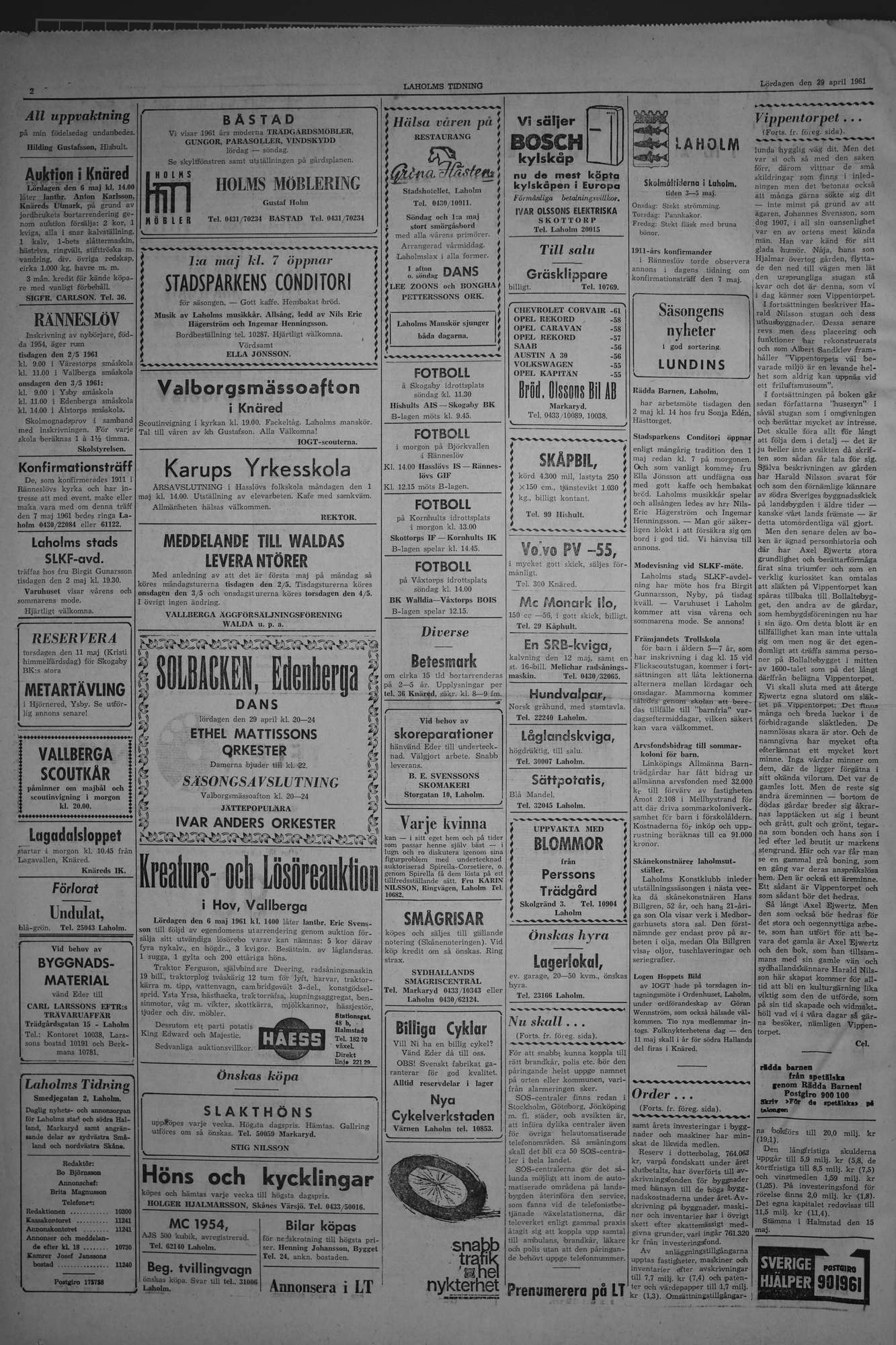 Laholms Tidning Lördag 29 april 1961, sida 2