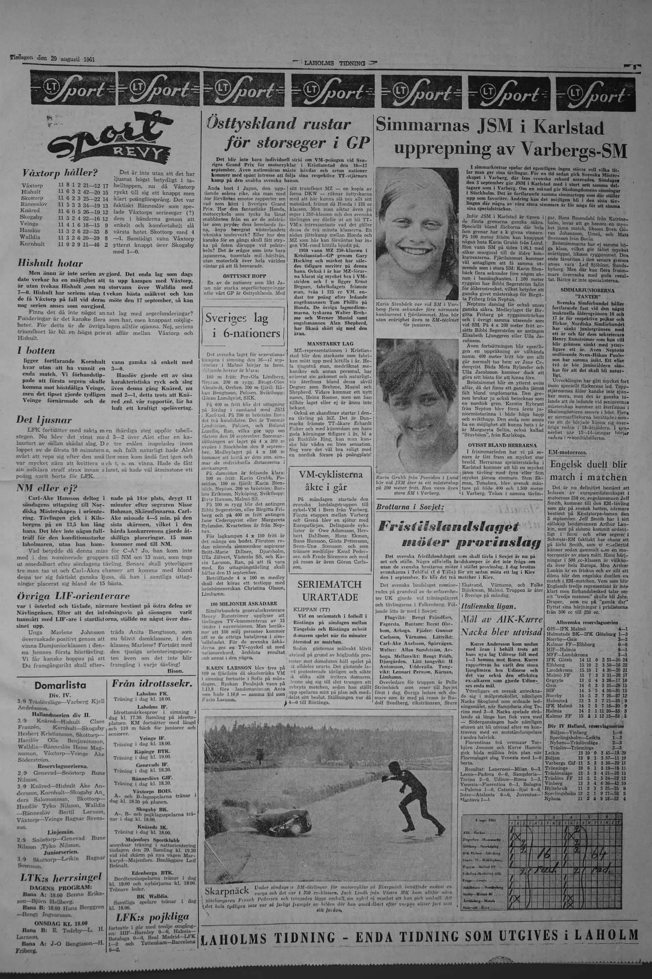 Laholms Tidning Tisdag 29 augusti 1961, sida 5