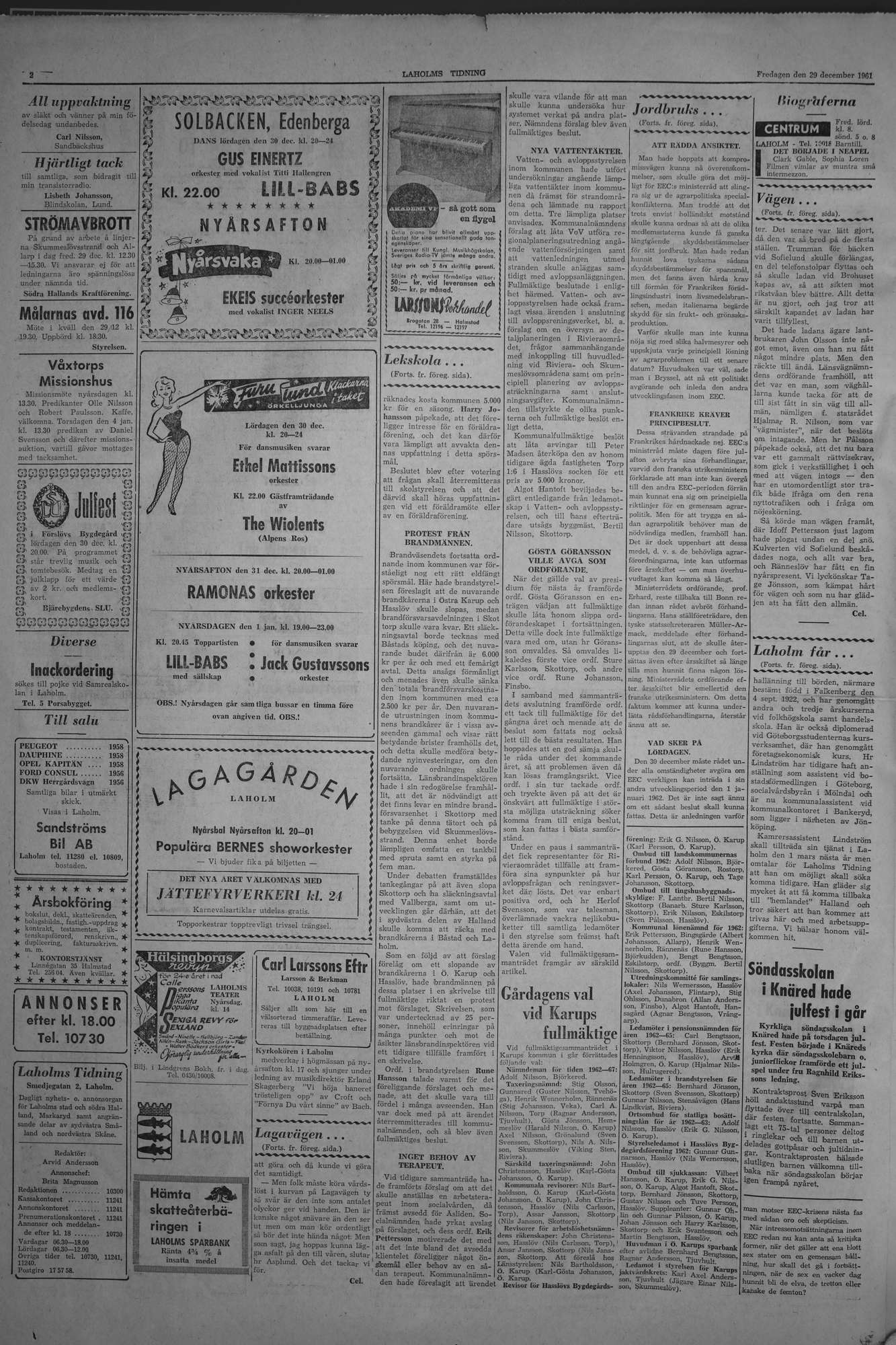 Laholms Tidning Fredag 29 december 1961, sida 2