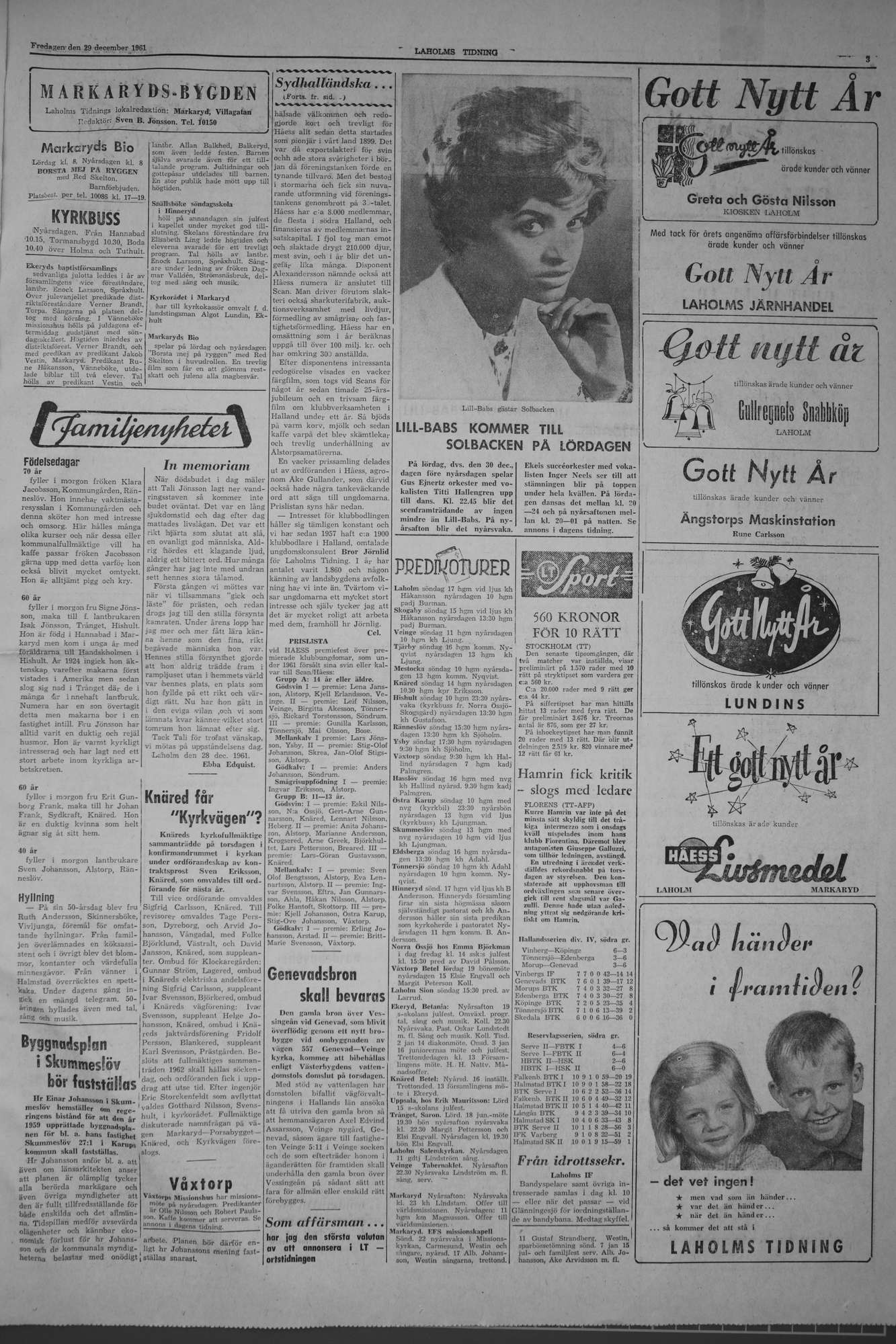 Laholms Tidning Fredag 29 december 1961, sida 3
