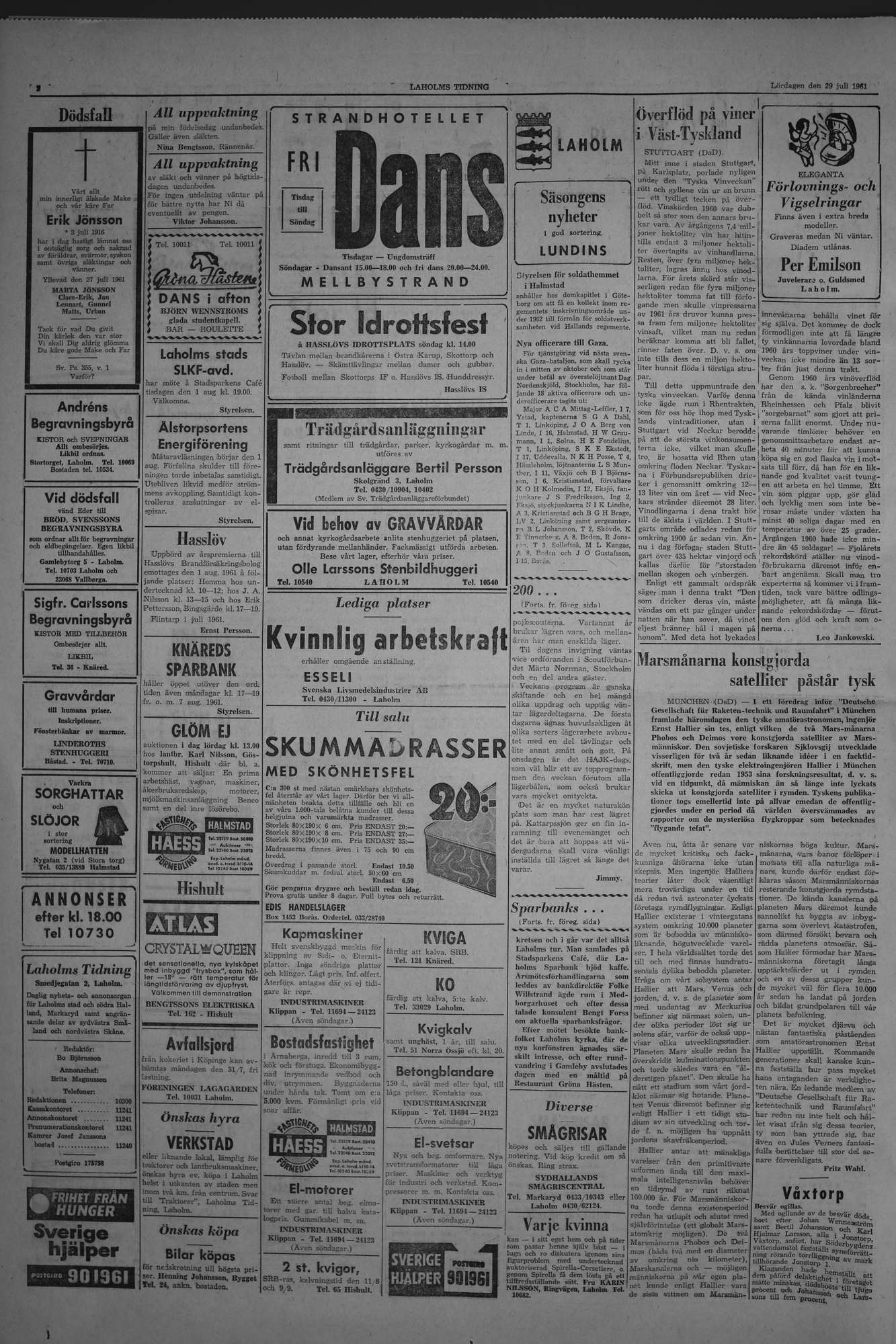 Laholms Tidning Lördag 29 juli 1961, sida 2