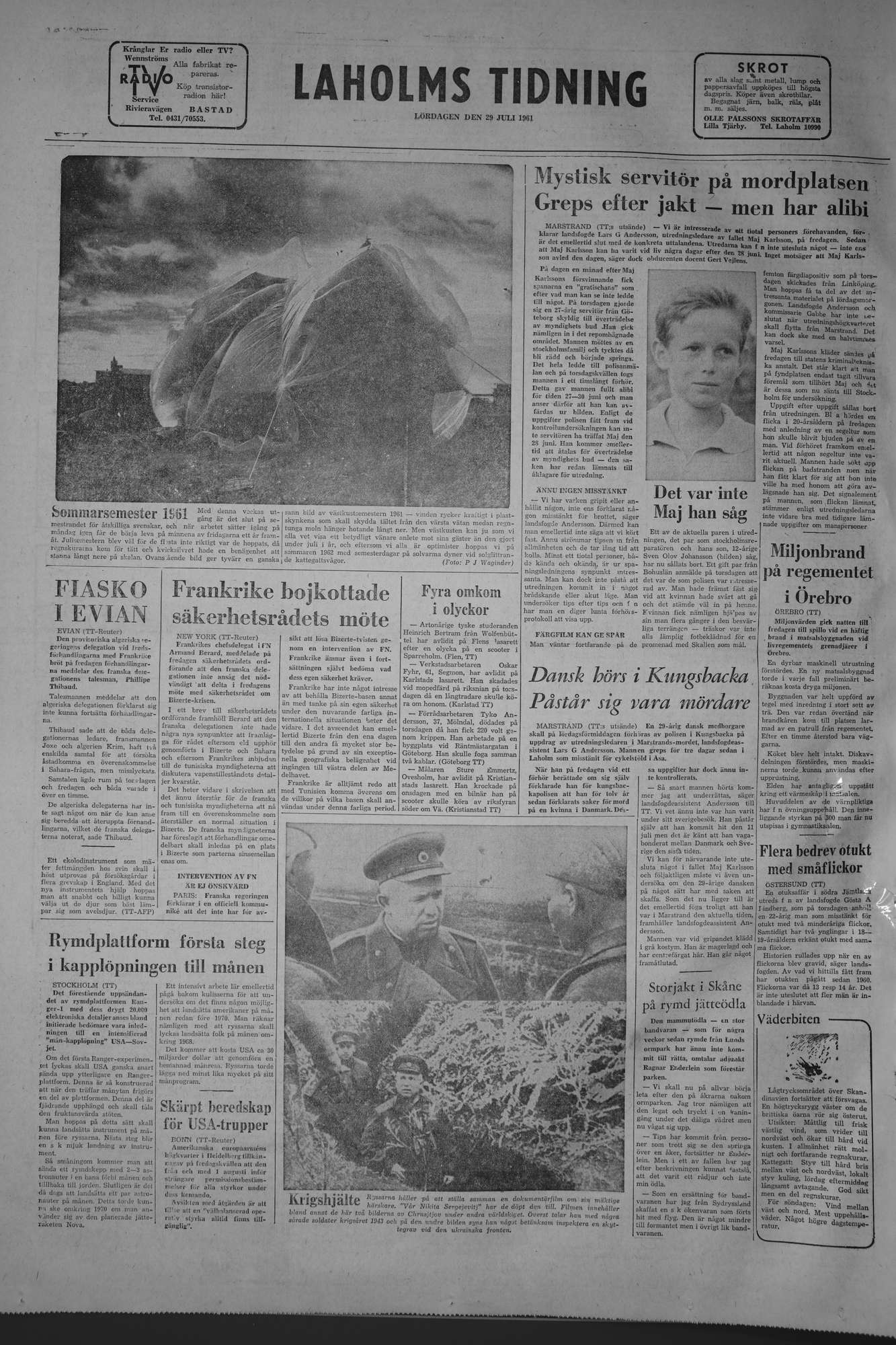 Laholms Tidning Lördag 29 juli 1961, sida 8