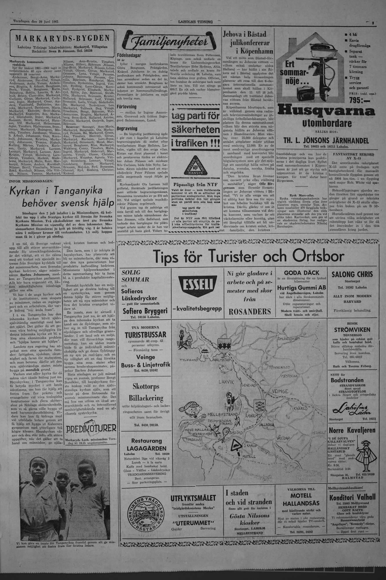 Laholms Tidning Torsdag 29 juni 1961, sida 3