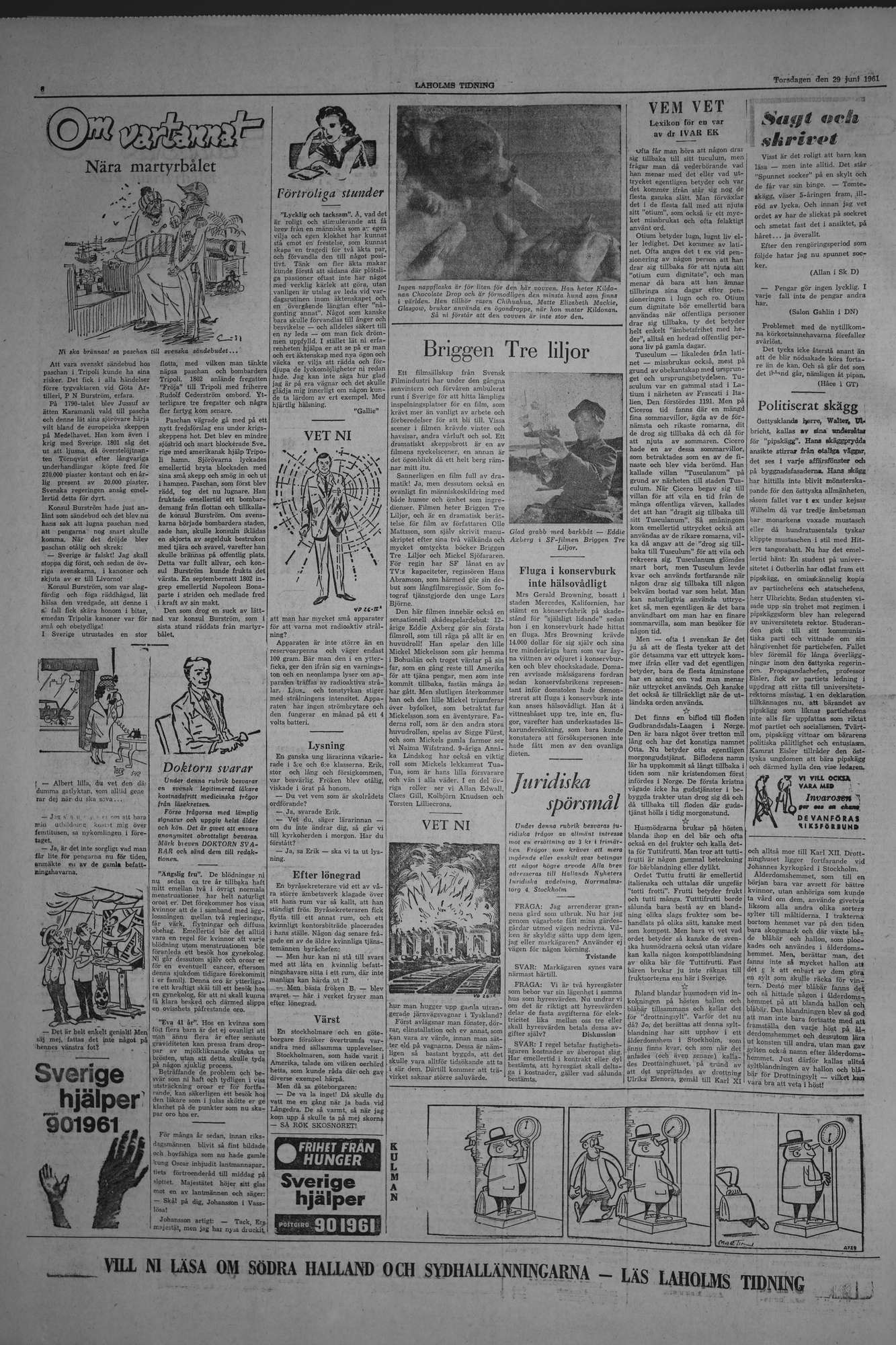 Laholms Tidning Torsdag 29 juni 1961, sida 6