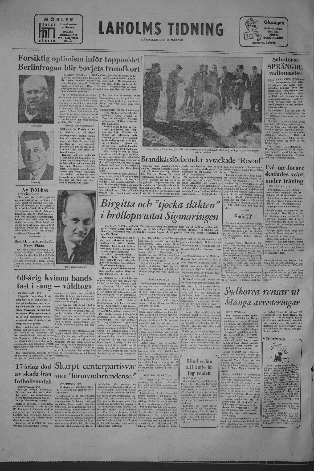 Laholms Tidning Måndag 29 maj 1961, sida 8
