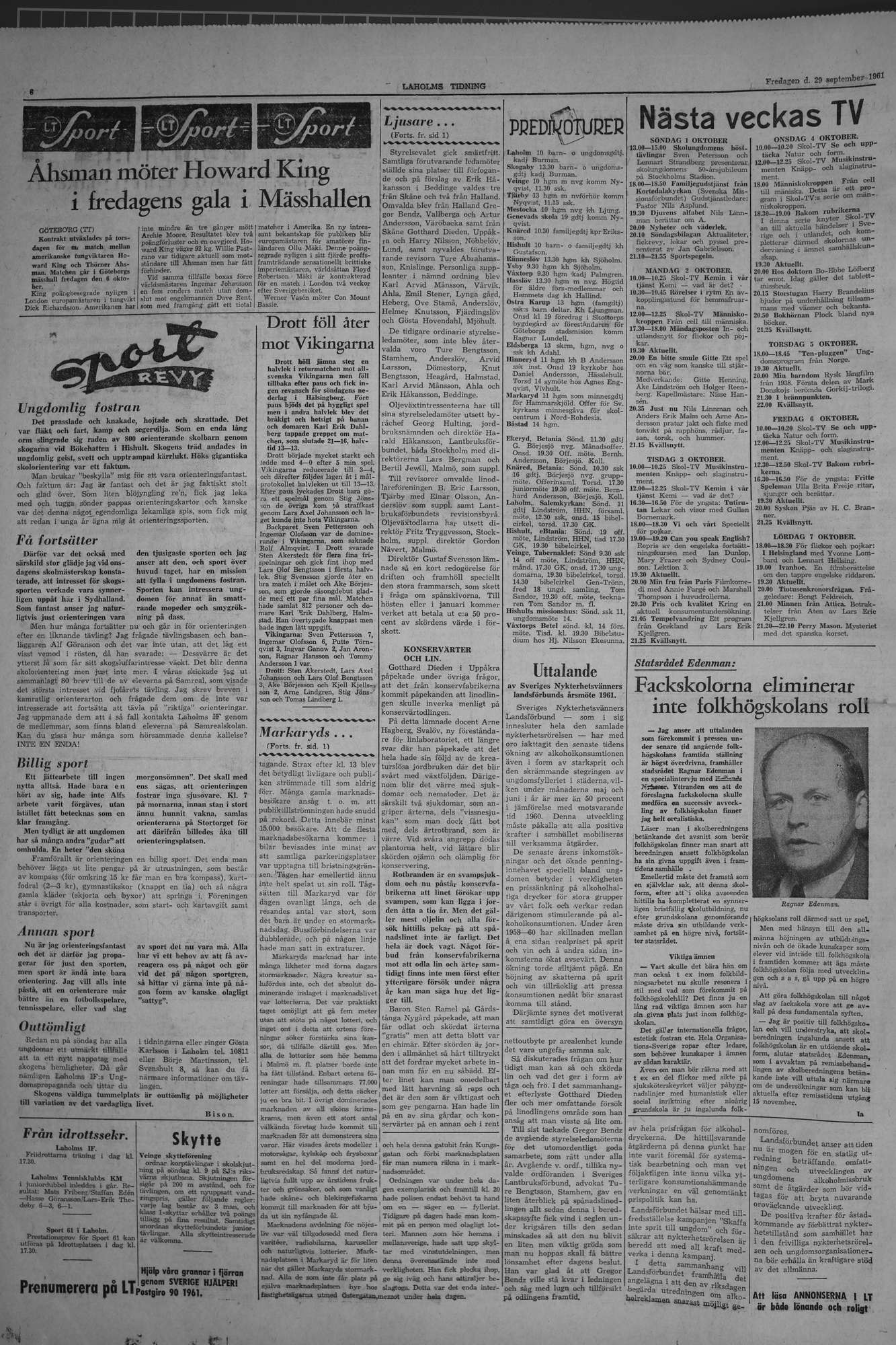Laholms Tidning Fredag 29 september 1961, sida 6