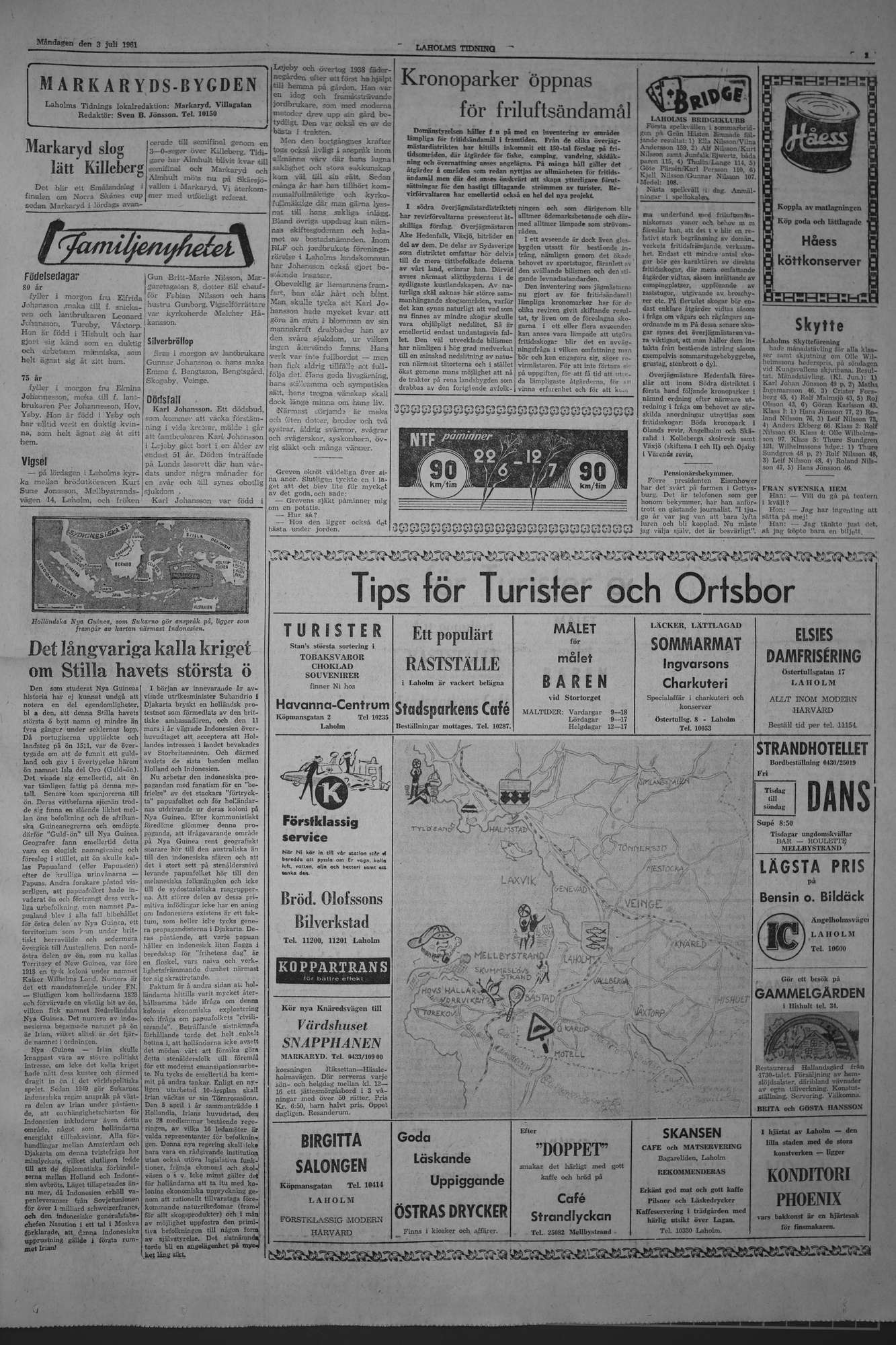 Laholms Tidning Måndag 3 juli 1961, sida 3