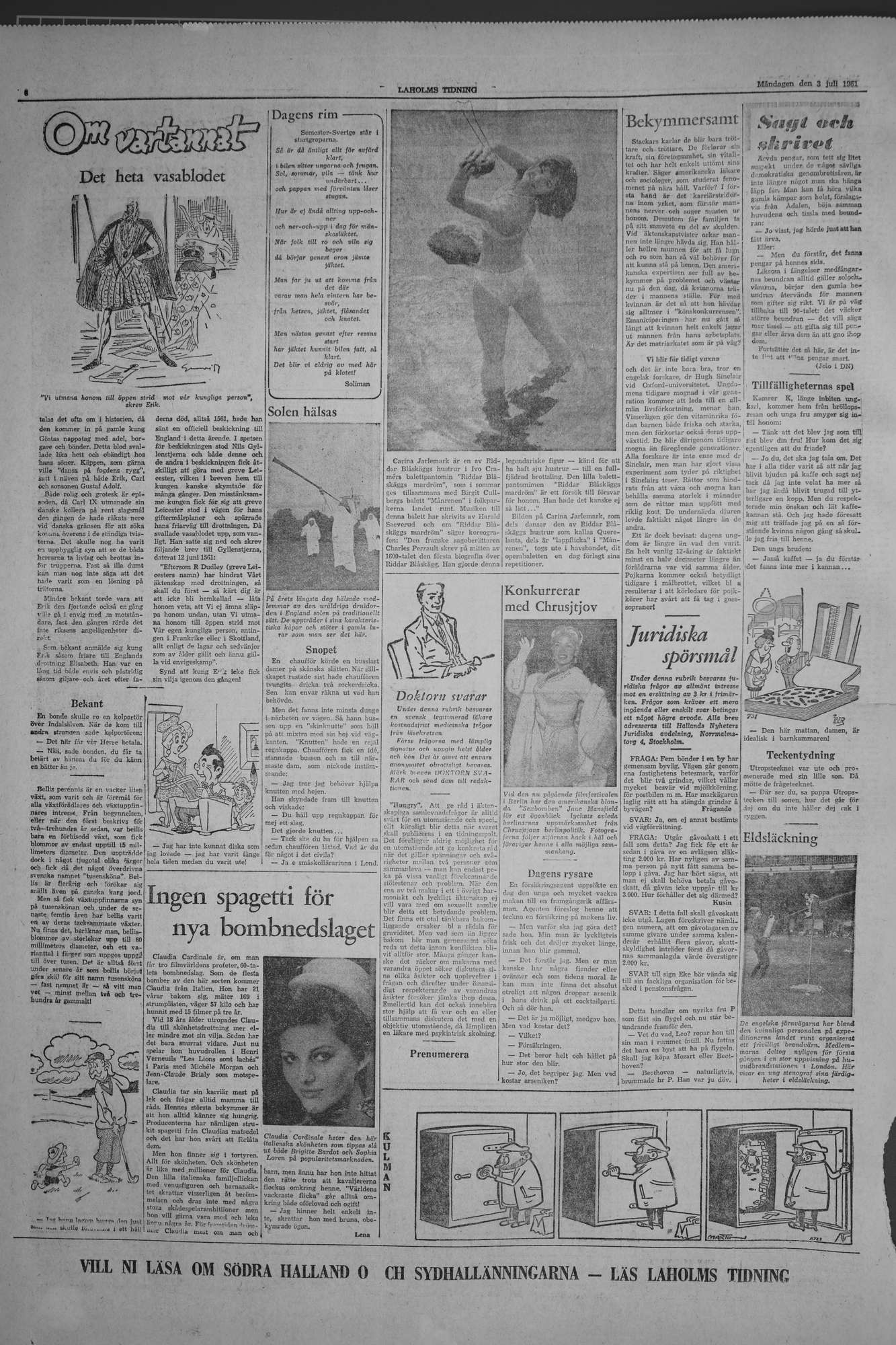 Laholms Tidning Måndag 3 juli 1961, sida 6