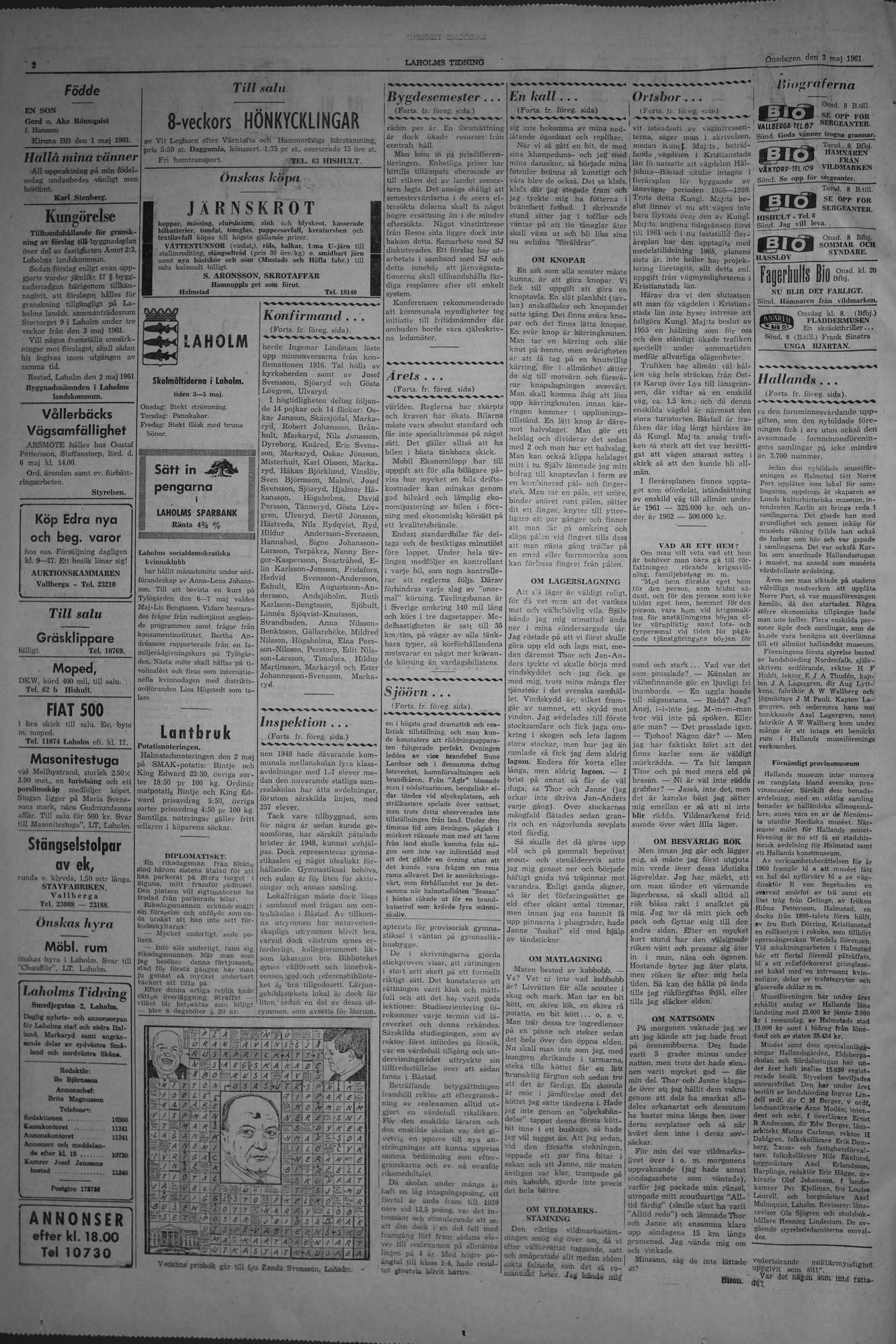 Laholms Tidning Onsdag 3 maj 1961, sida 2