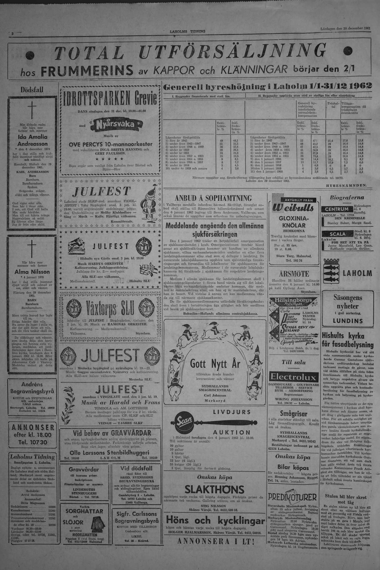 Laholms Tidning Lördag 30 december 1961, sida 2
