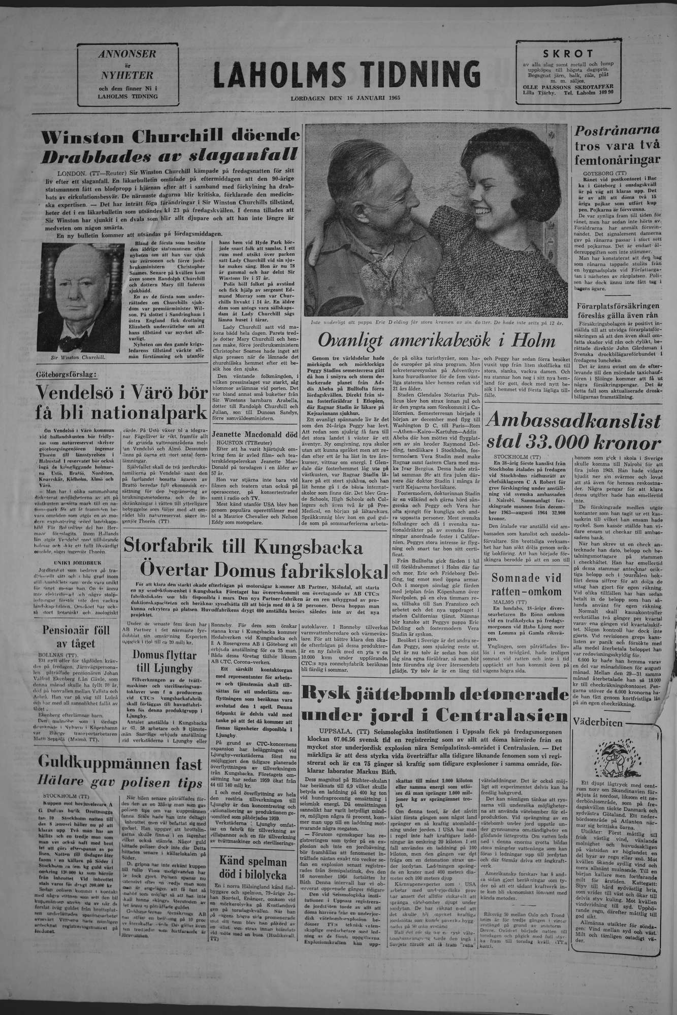 Laholms Tidning Lördag 16 januari 1965, sida 8