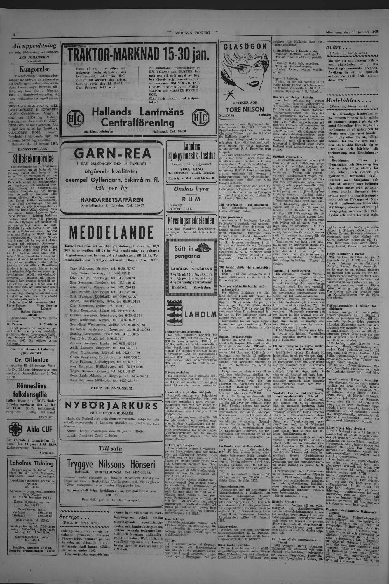 Laholms Tidning Måndag 18 januari 1965, sida 2