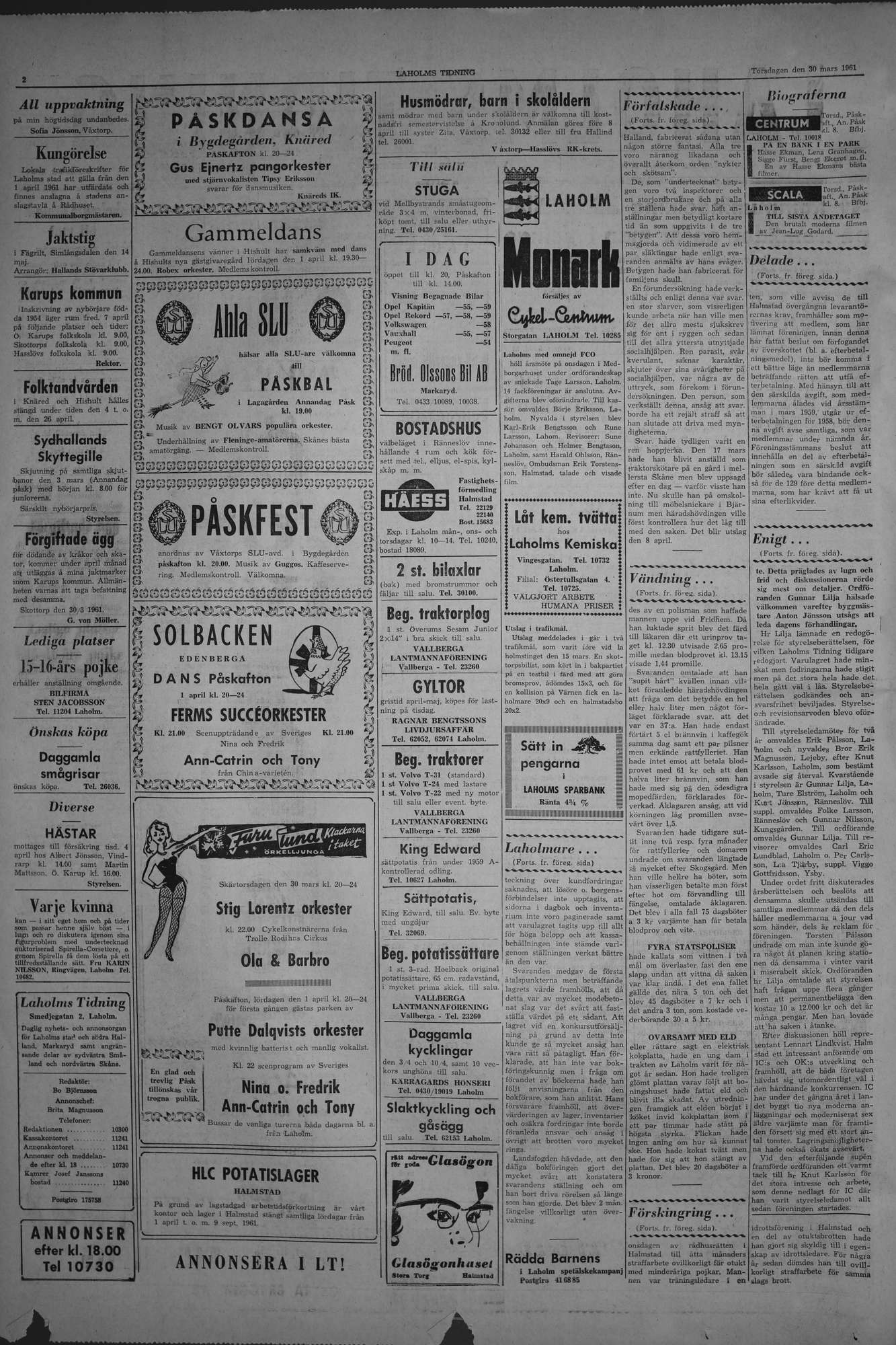 Laholms Tidning Torsdag 30 mars 1961, sida 2