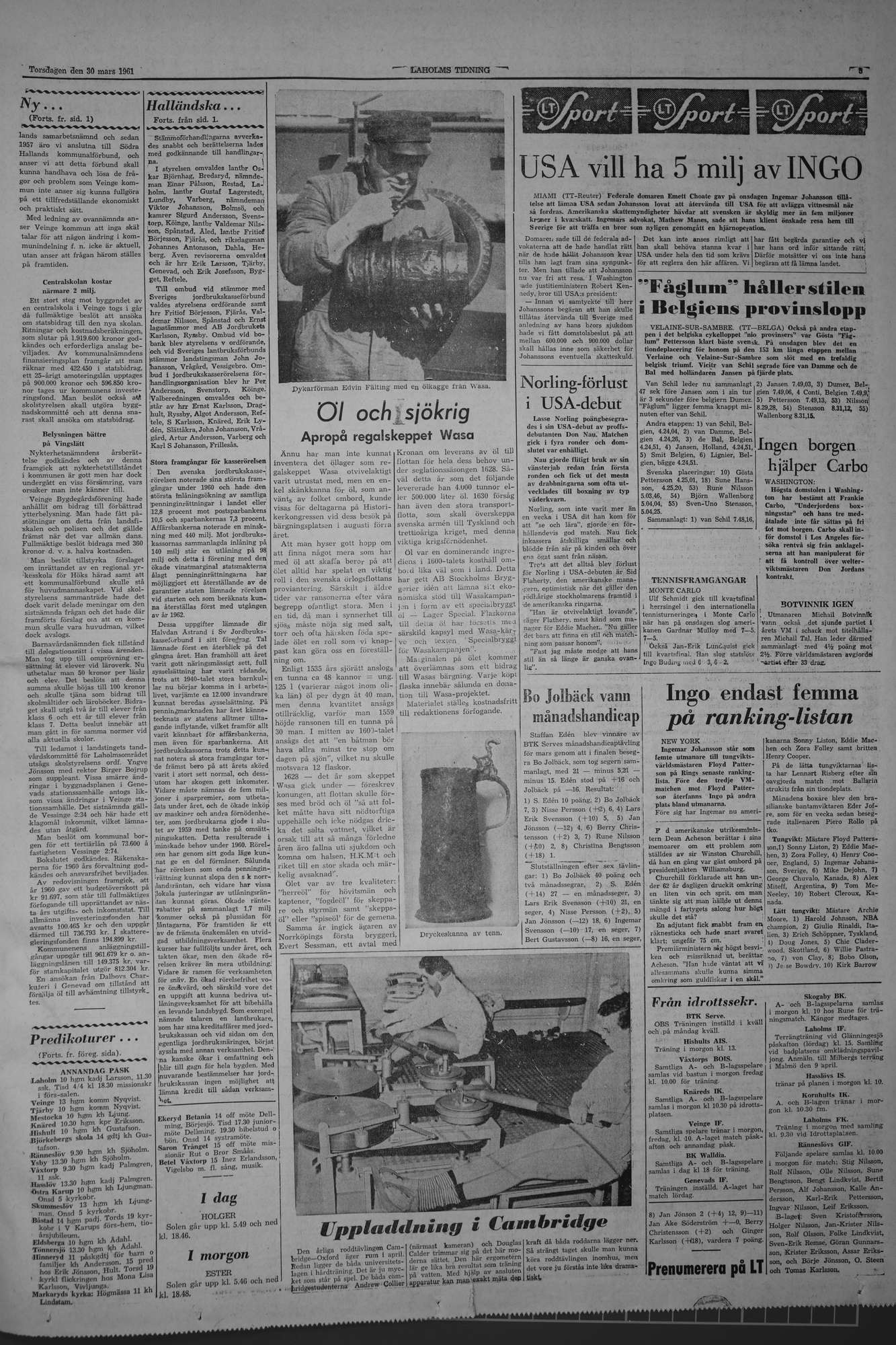Laholms Tidning Torsdag 30 mars 1961, sida 5