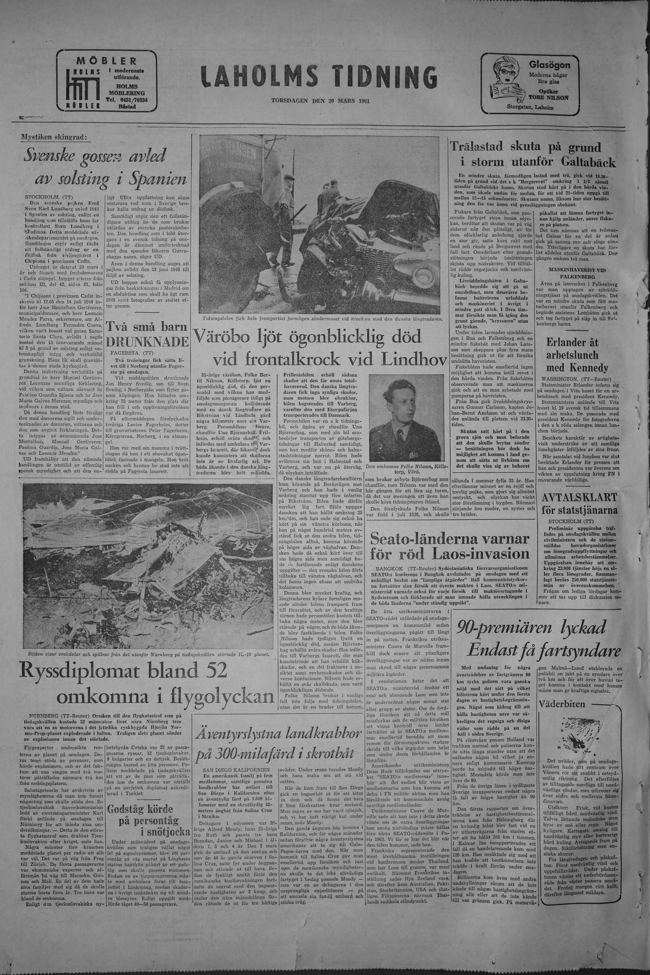 Laholms Tidning Torsdag 30 mars 1961, sida 8