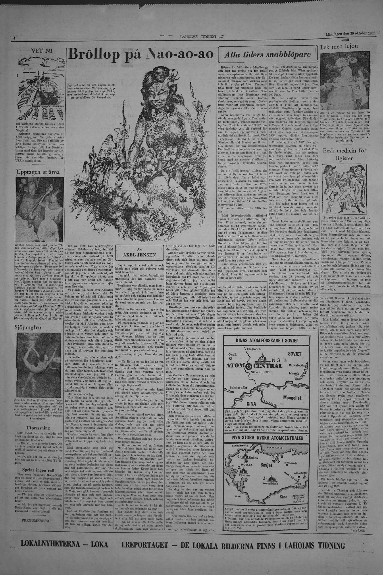 Laholms Tidning Måndag 30 oktober 1961, sida 4