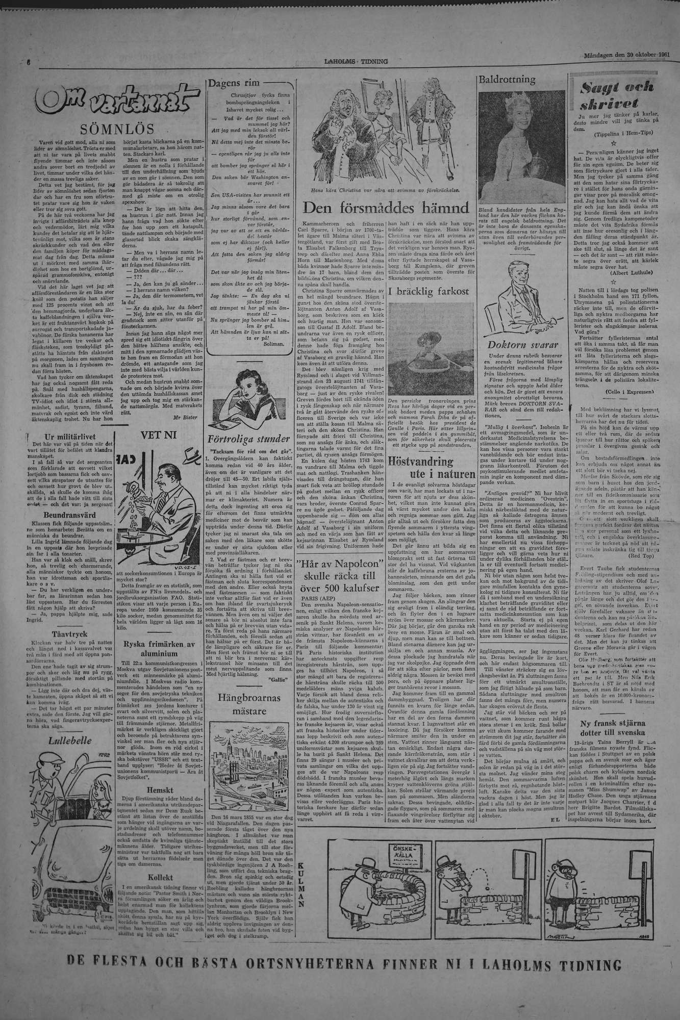 Laholms Tidning Måndag 30 oktober 1961, sida 6