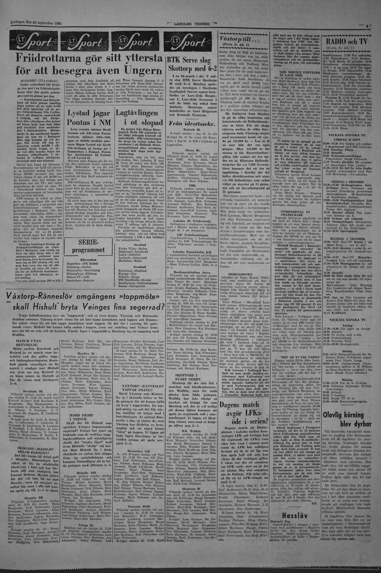 Laholms Tidning Lördag 30 september 1961, sida 5